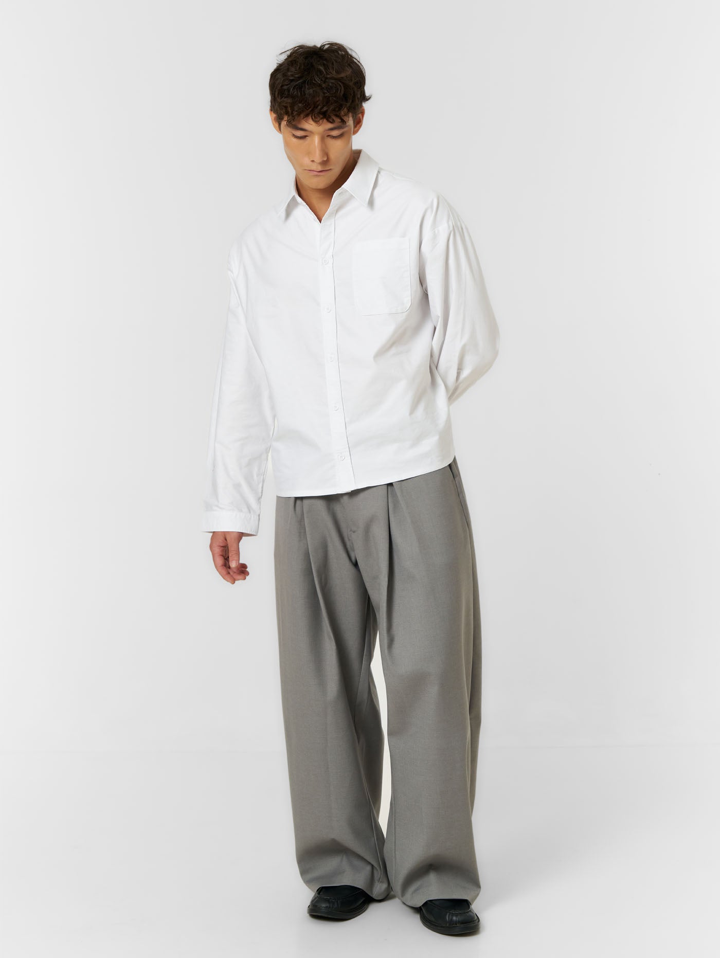 Korean Pleated Suit Pants Grey