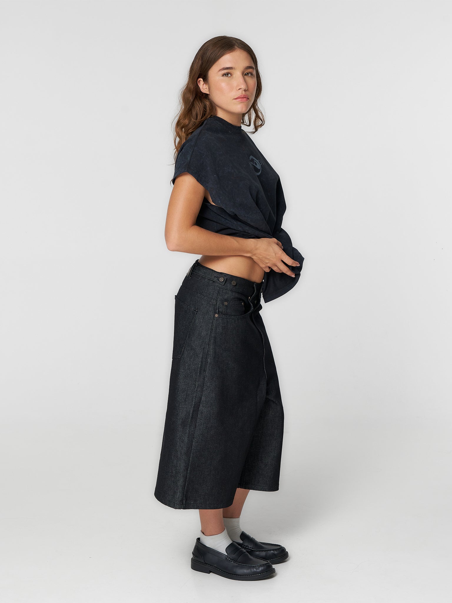 Raw Denim Shorts Charcoal