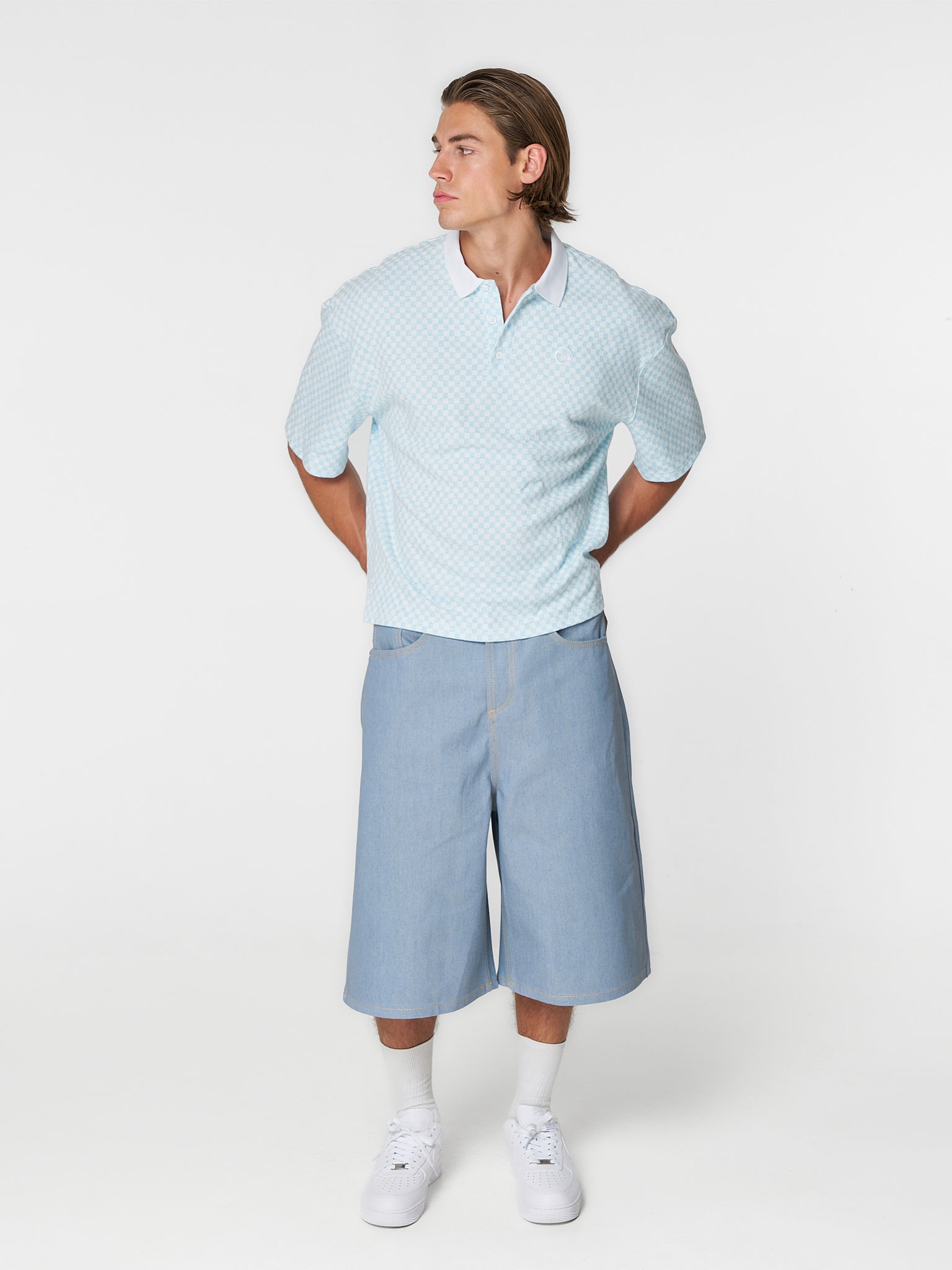 Checkered Polo Blue/White