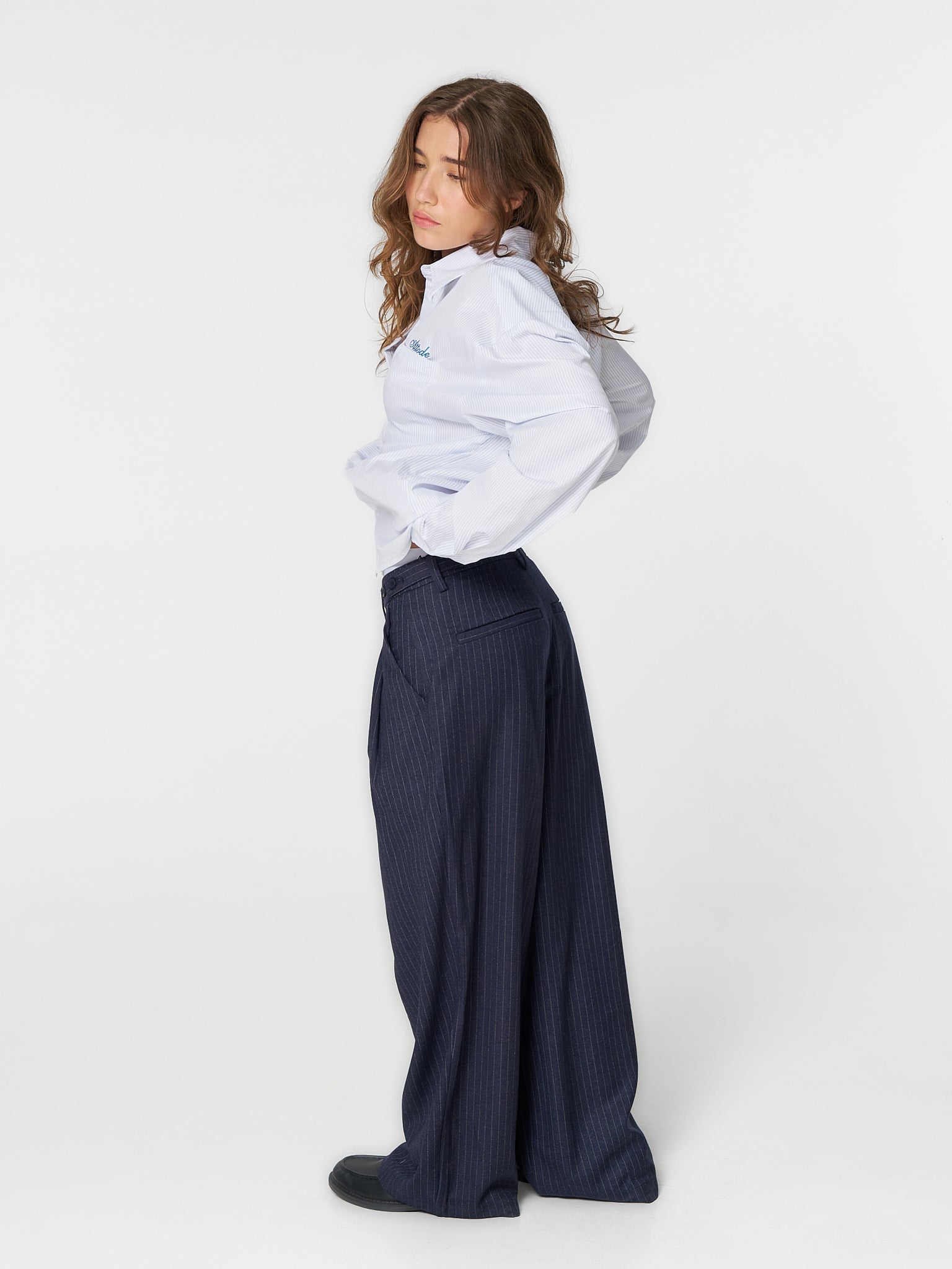 Pinstriped Suit Pants Navy