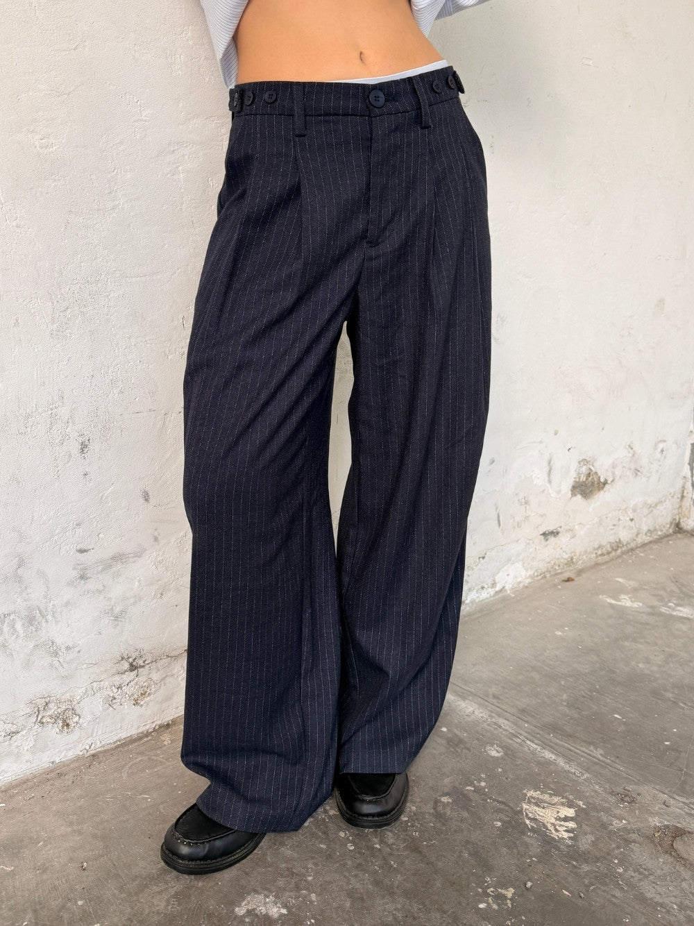 Pinstriped Suit Pants Navy
