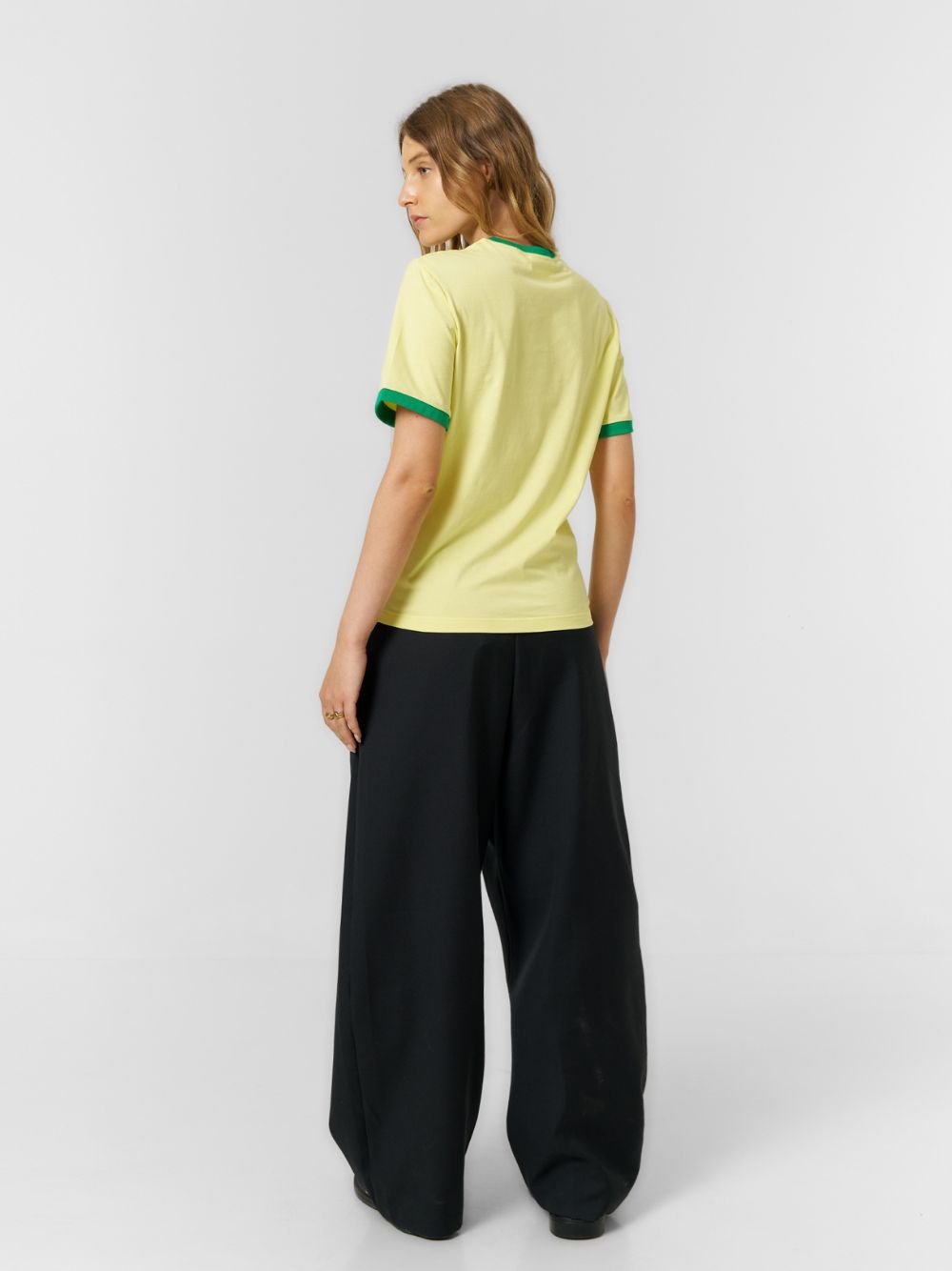 Fitted Cuff T-shirt Yellow/White