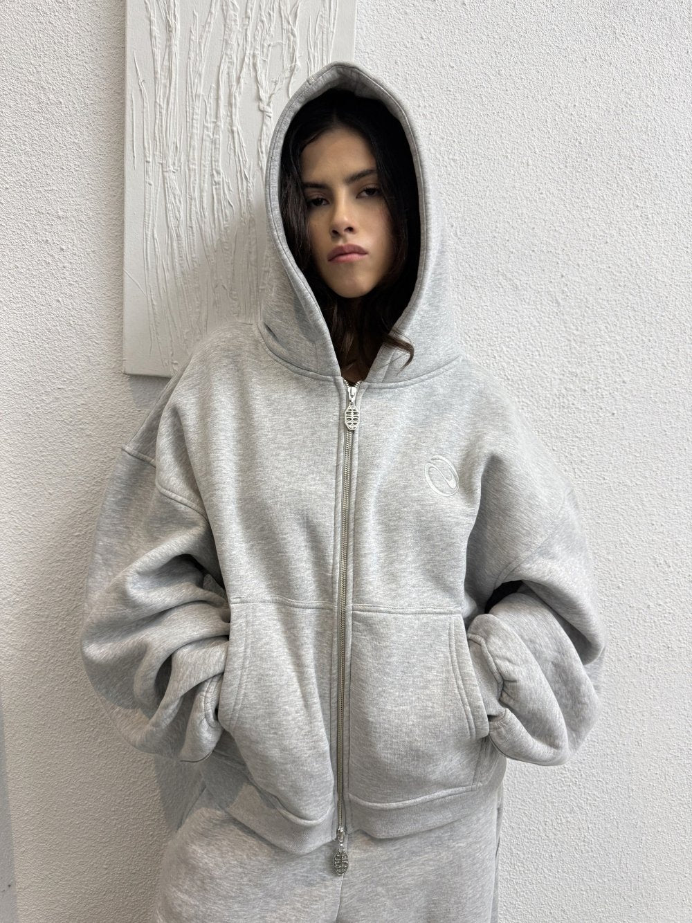 Rail Zip Hoodie Grey Marl