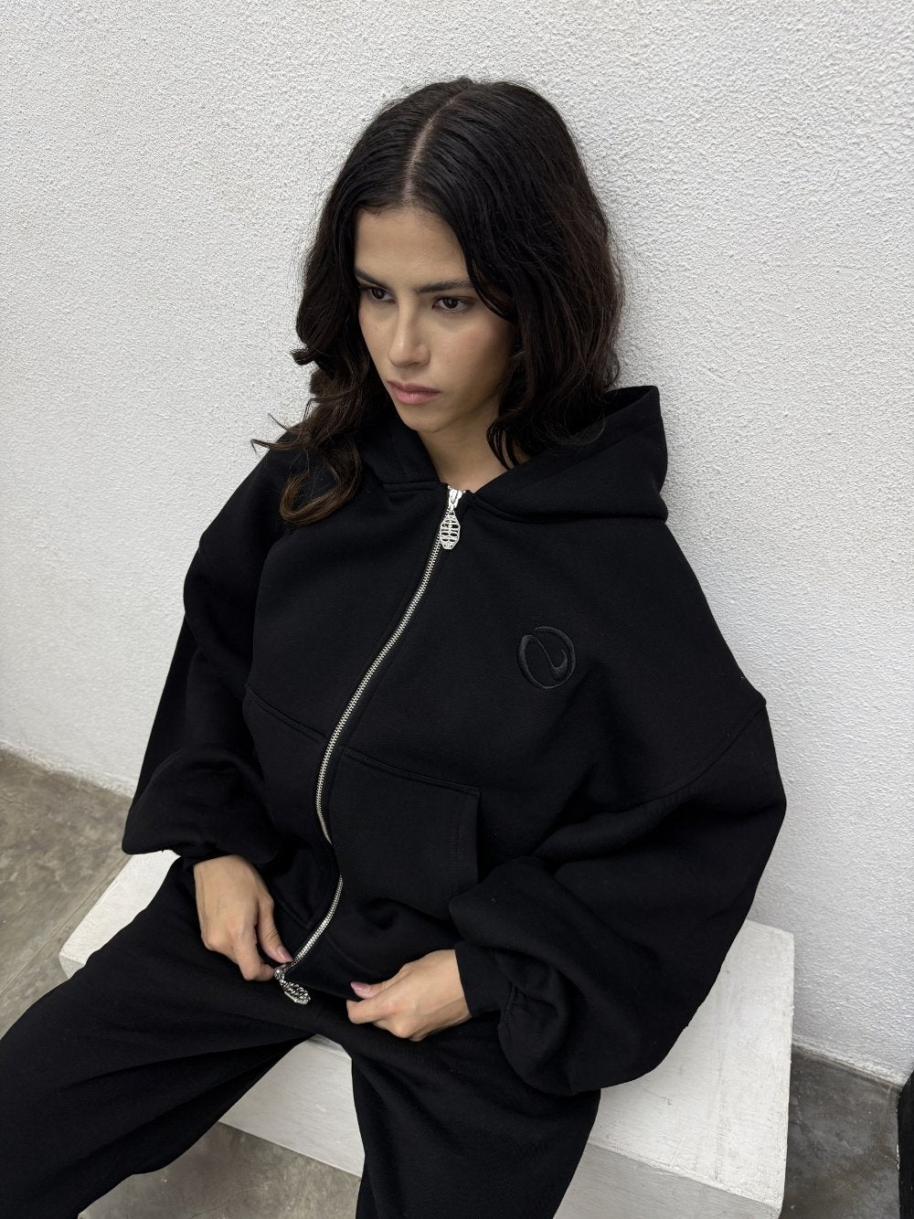 Rail Zip Hoodie Black