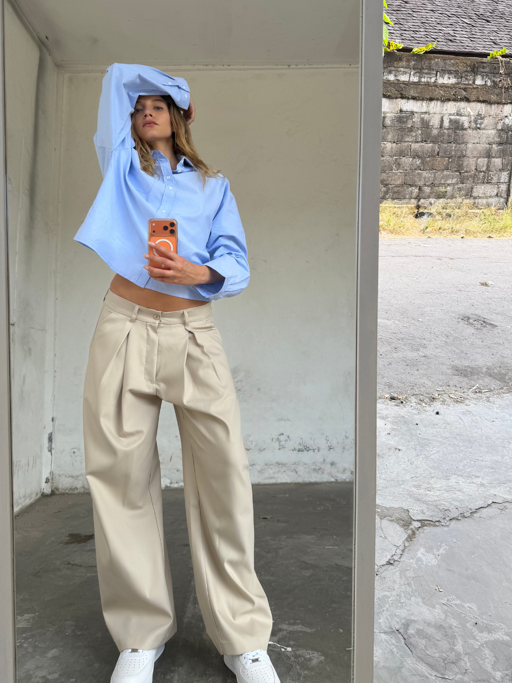 Korean Pleated Suit Pants Beige