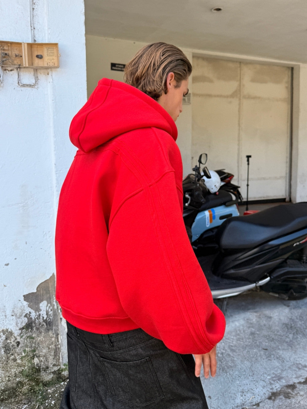 Rail Zip Hoodie Red
