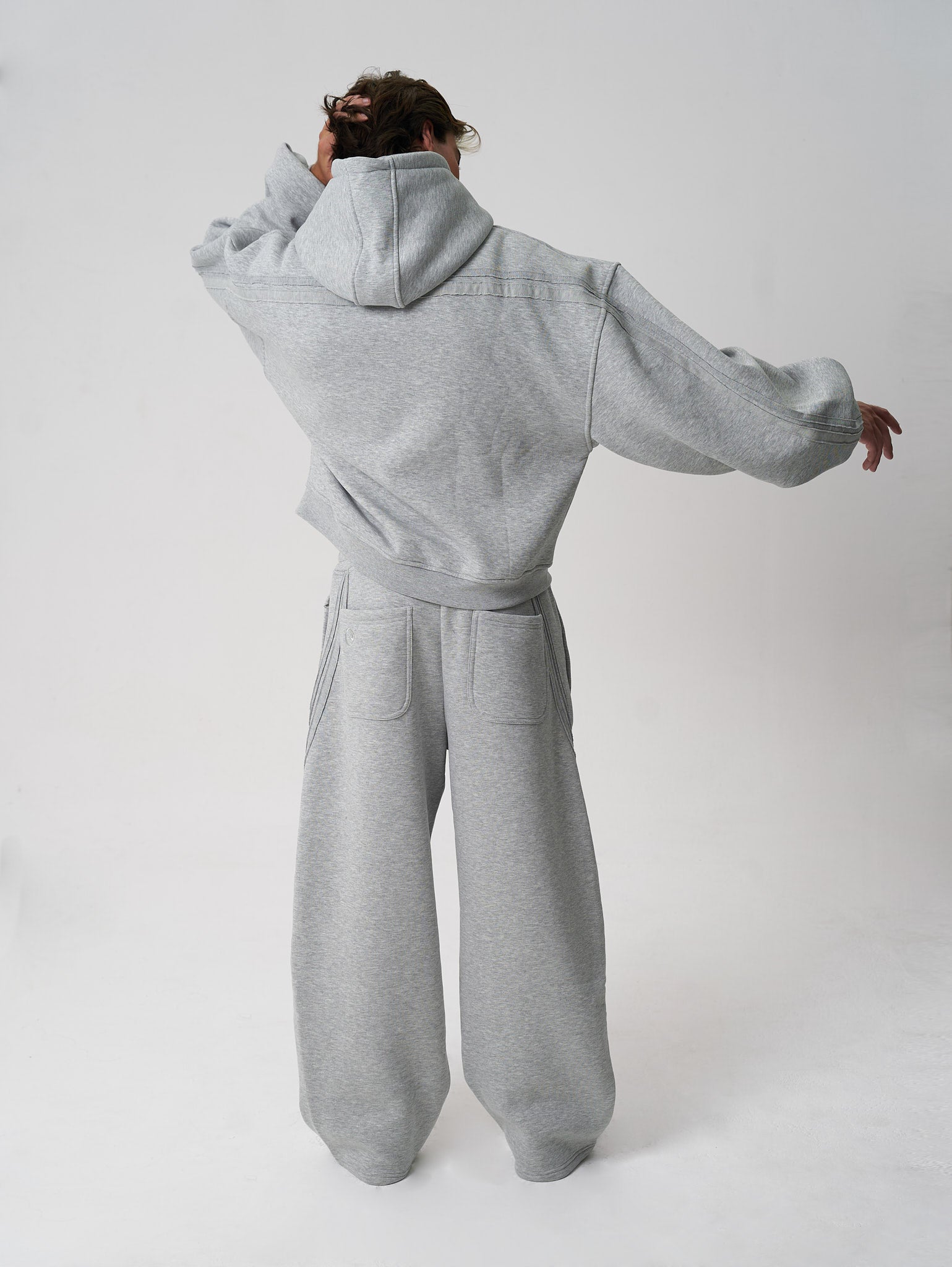 Rail Zip Hoodie Grey Marl