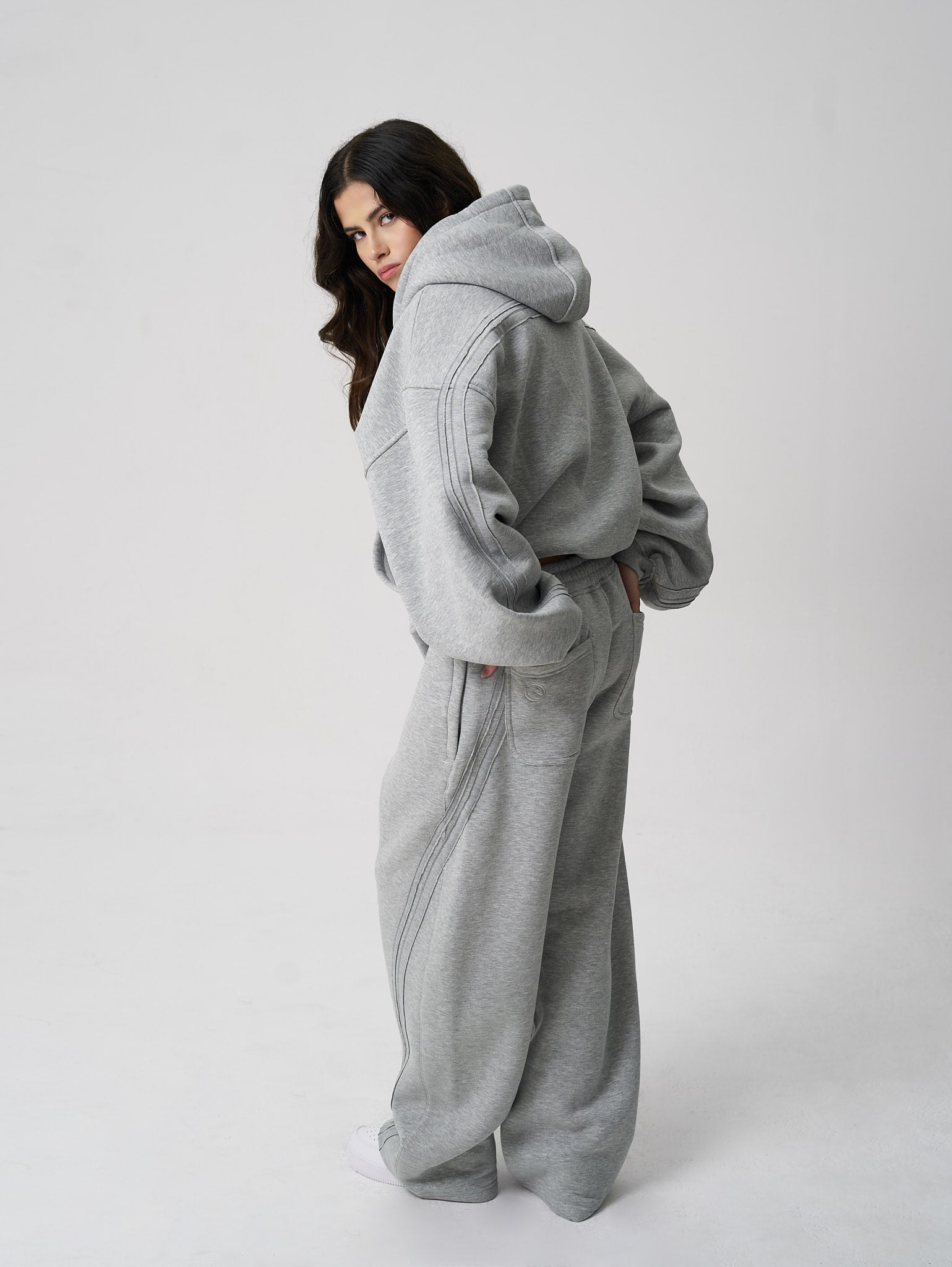 Rail Zip Hoodie Grey Marl