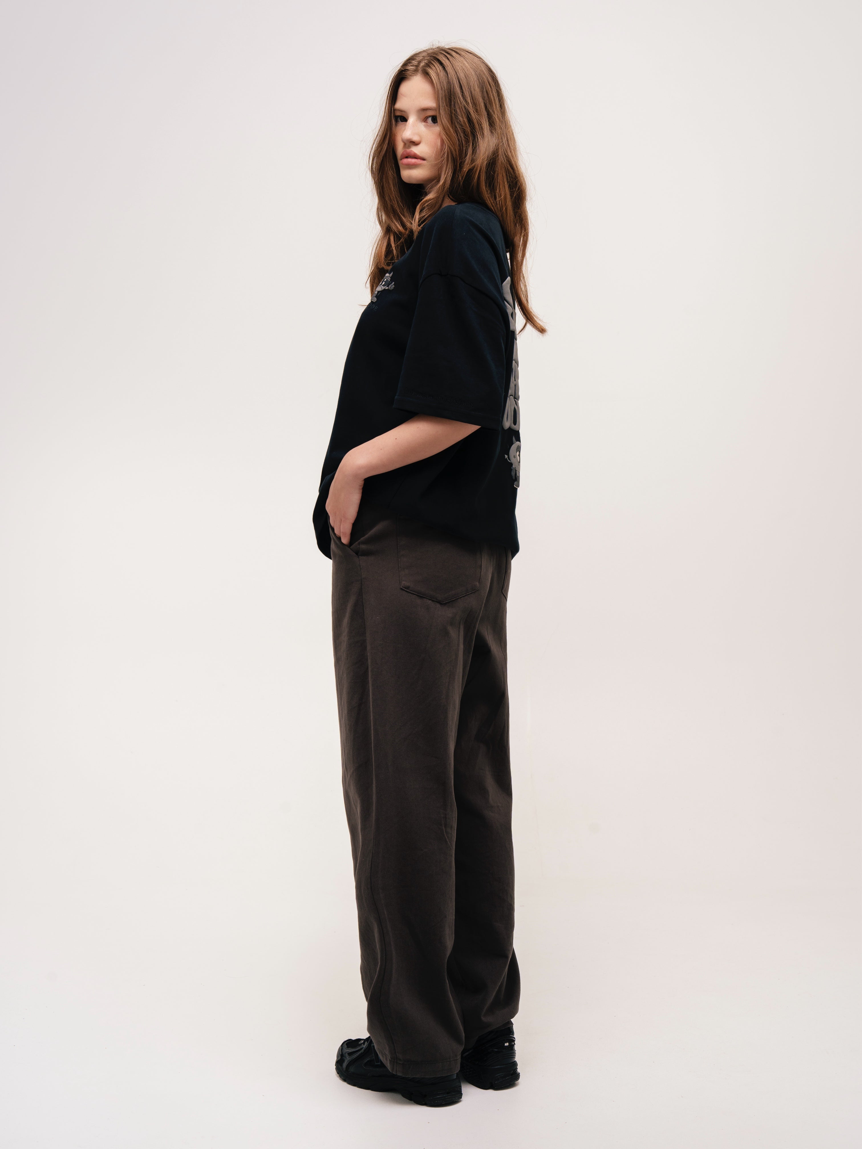 BOXY PUFF PRINT T - SHIRT BLACK - ATTODE