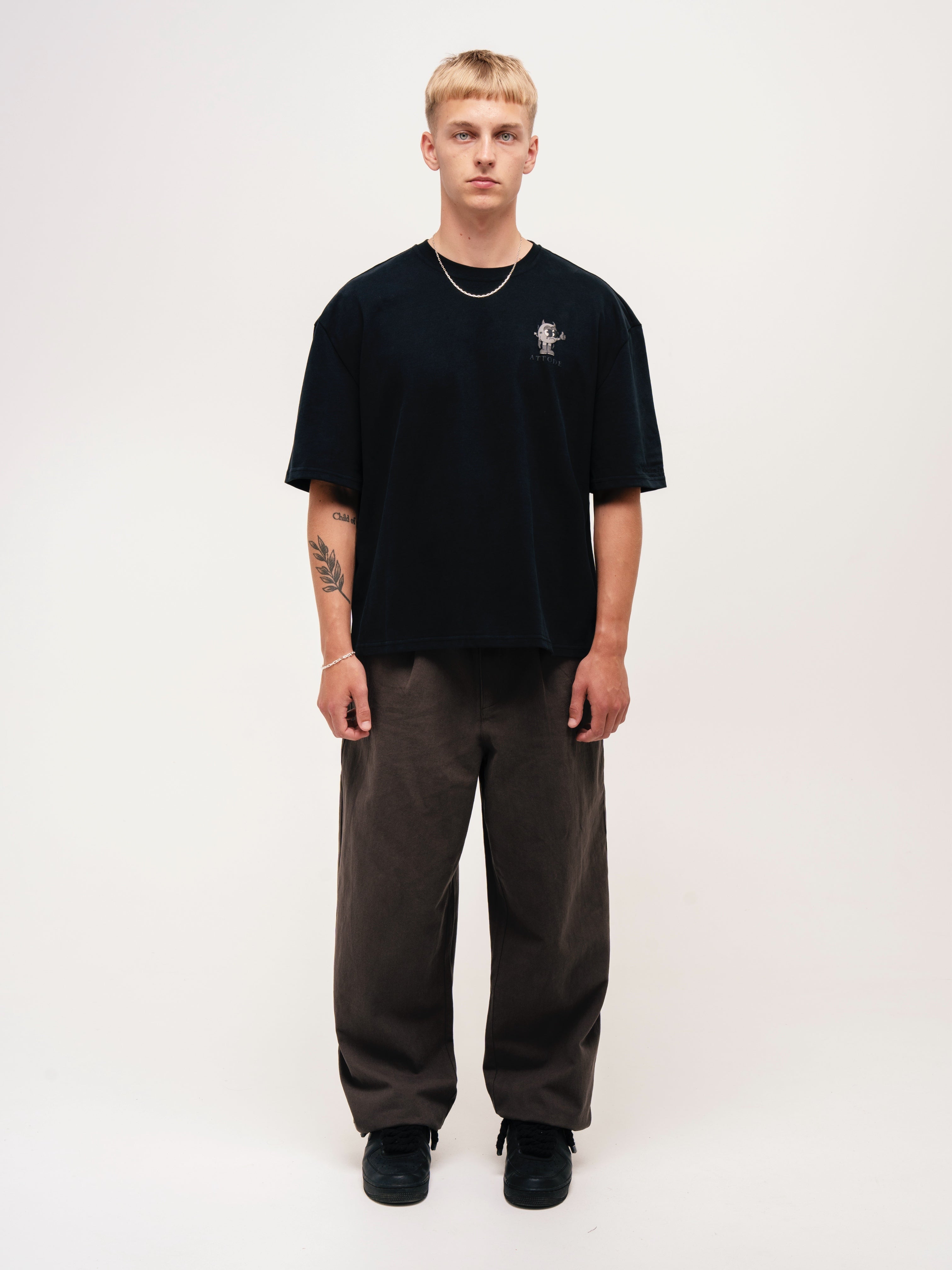 BOXY PUFF PRINT T - SHIRT BLACK - ATTODE