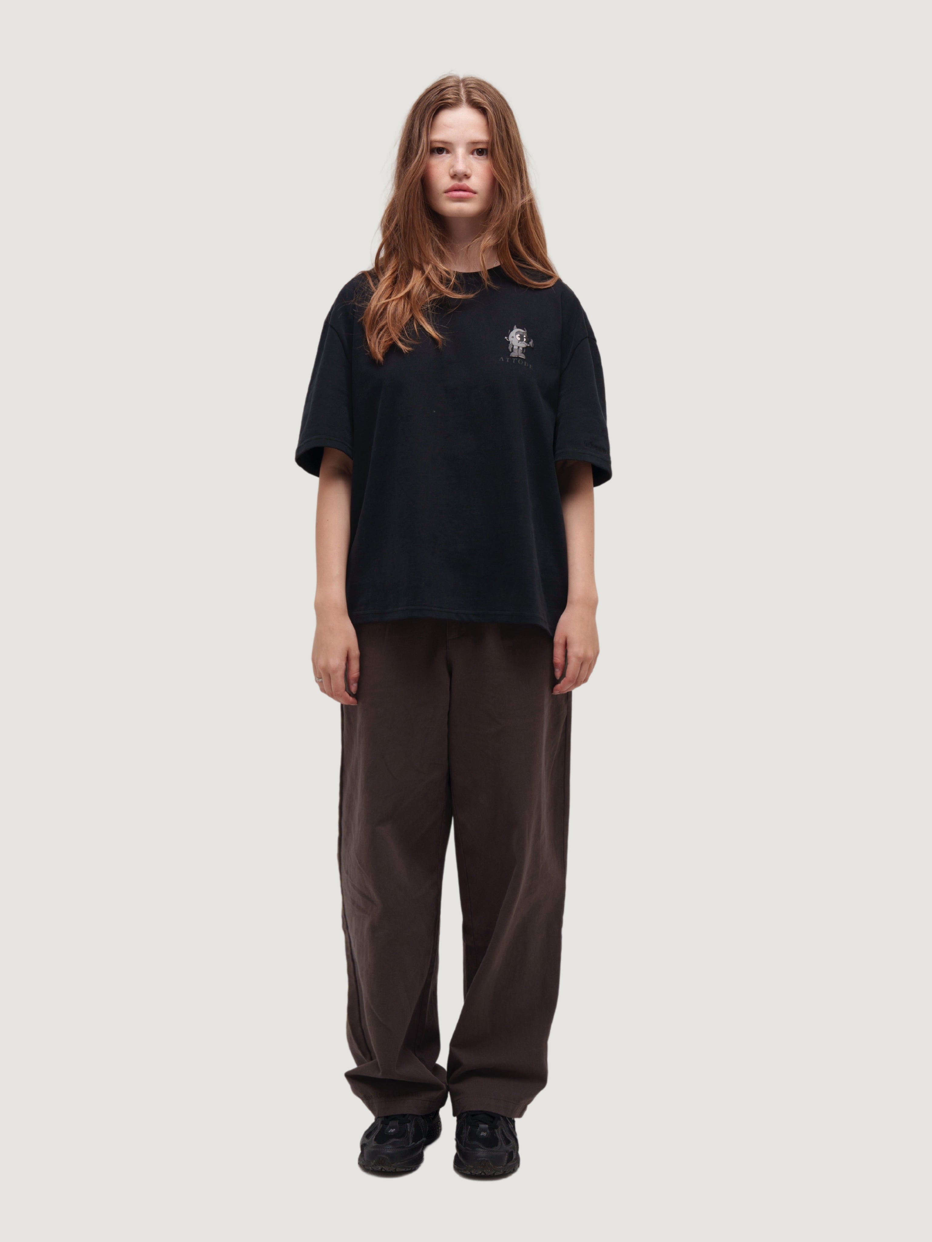BOXY PUFF PRINT T - SHIRT BLACK - ATTODE