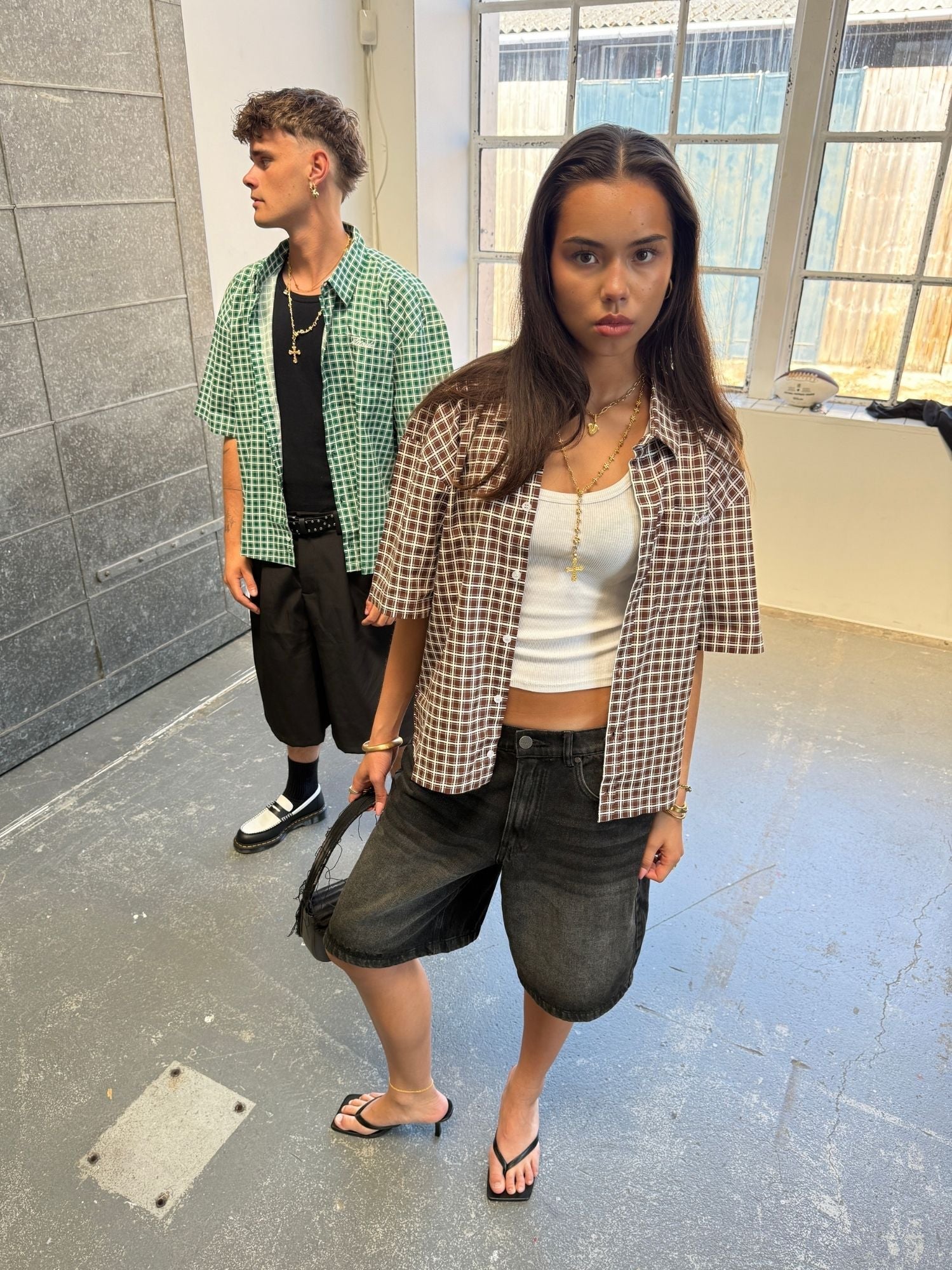 Checkered SS Shirt Brown - ATTODE