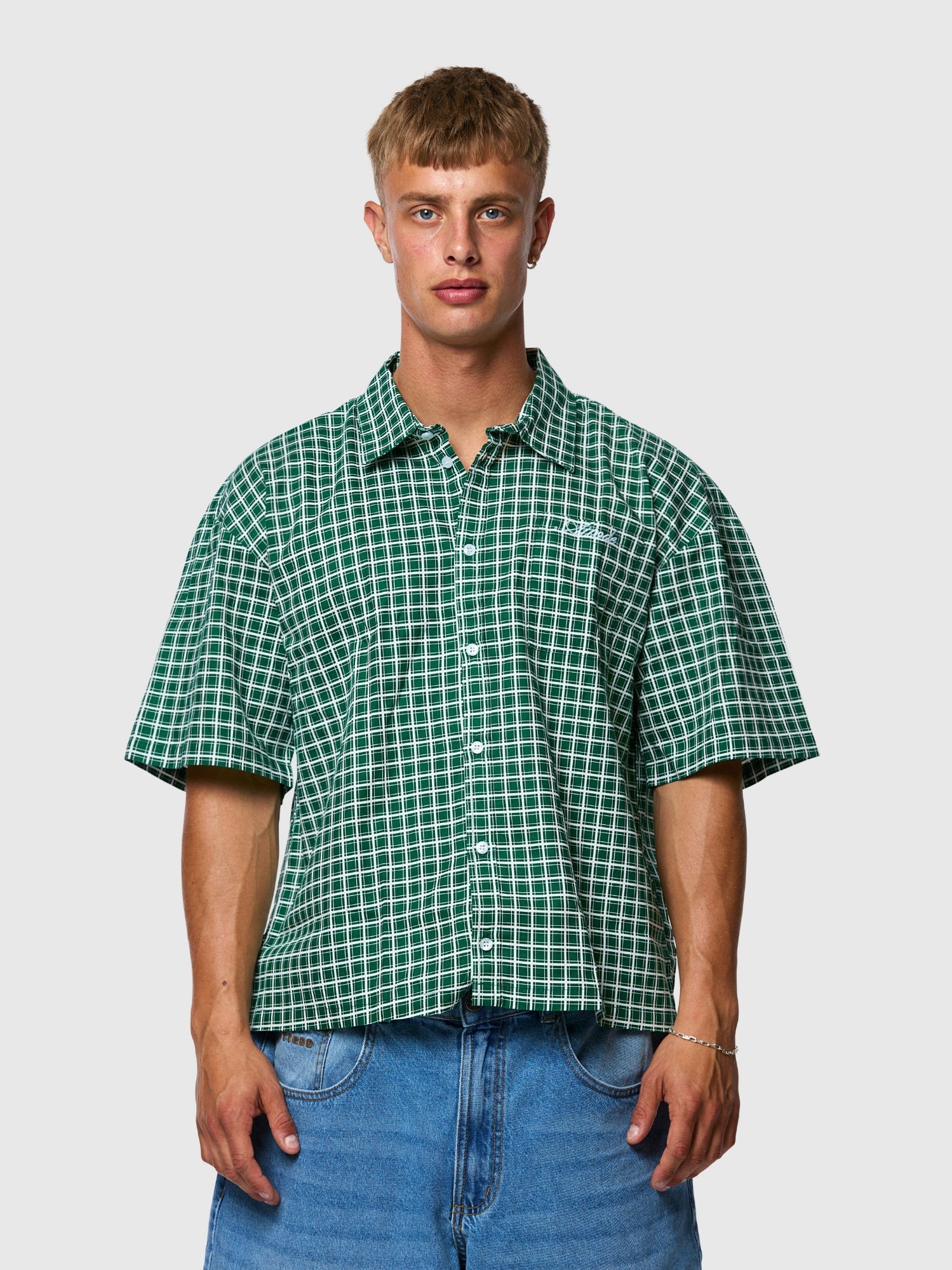 Checkered SS Shirt Green - ATTODE