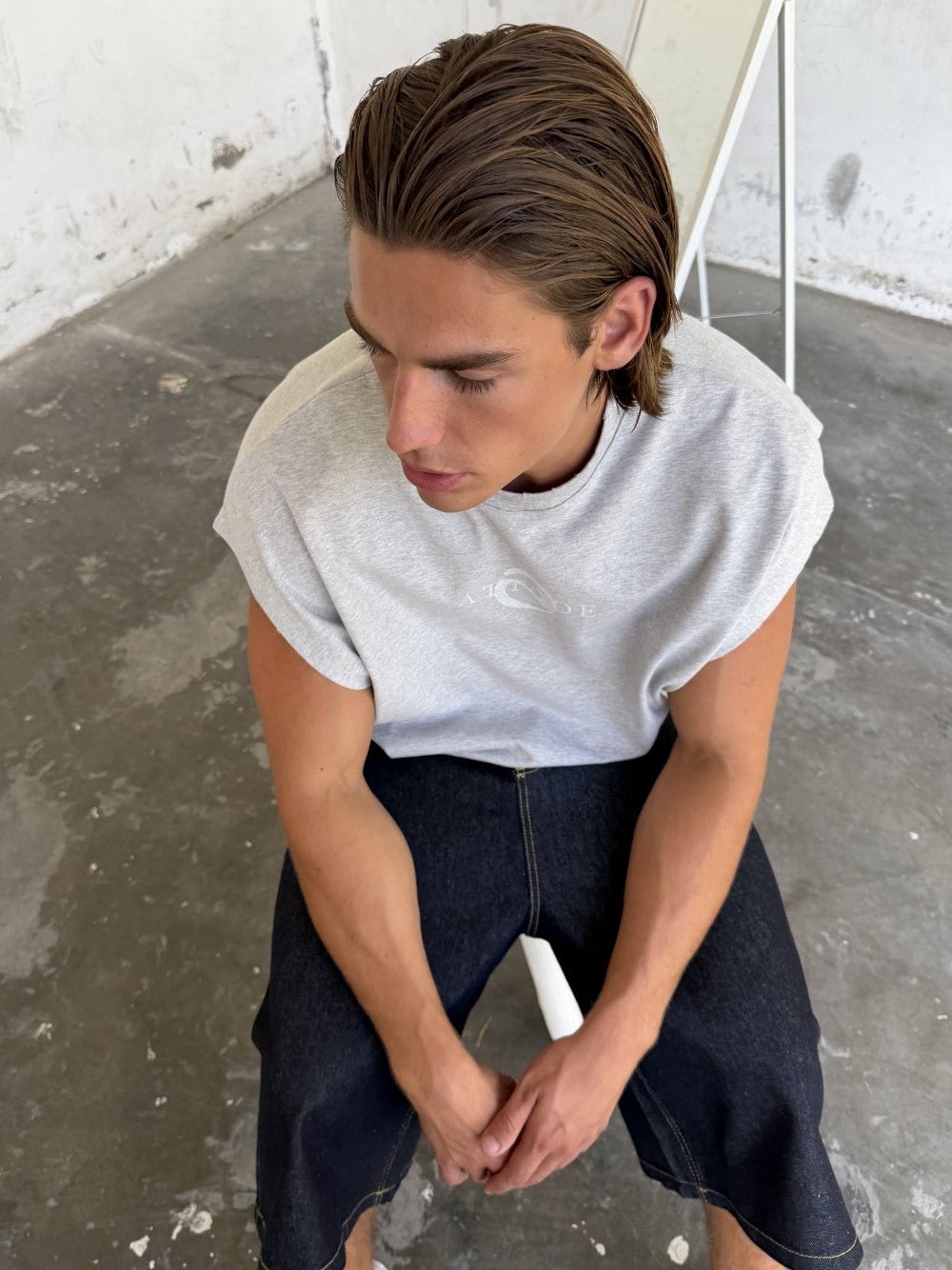 Cut Off T-Shirt Grey Marl - ATTODE
