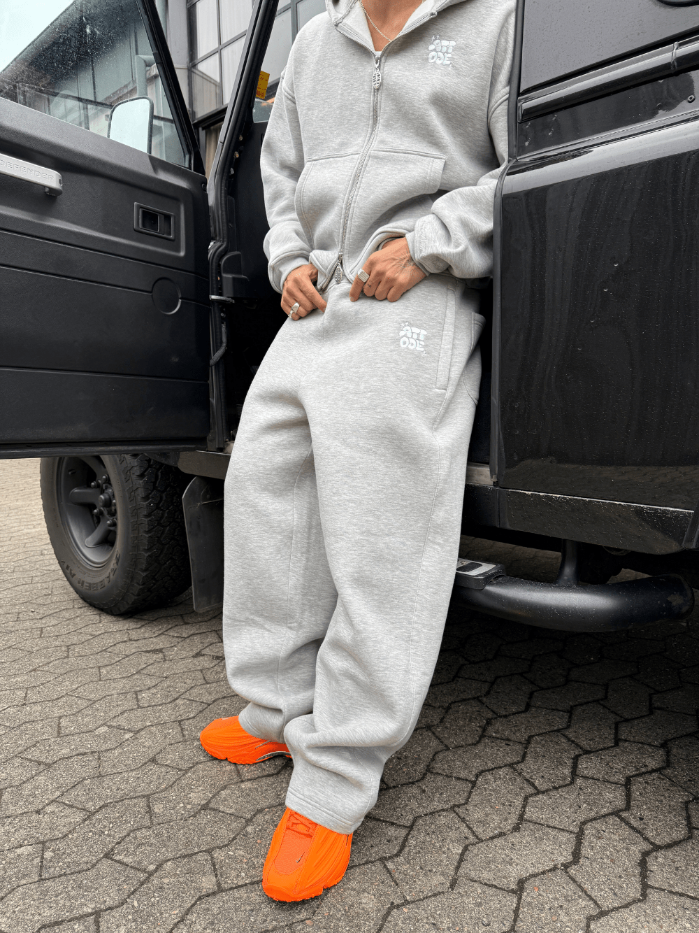 Fluff Wide Leg Sweatpants Grey Marl - ATTODE