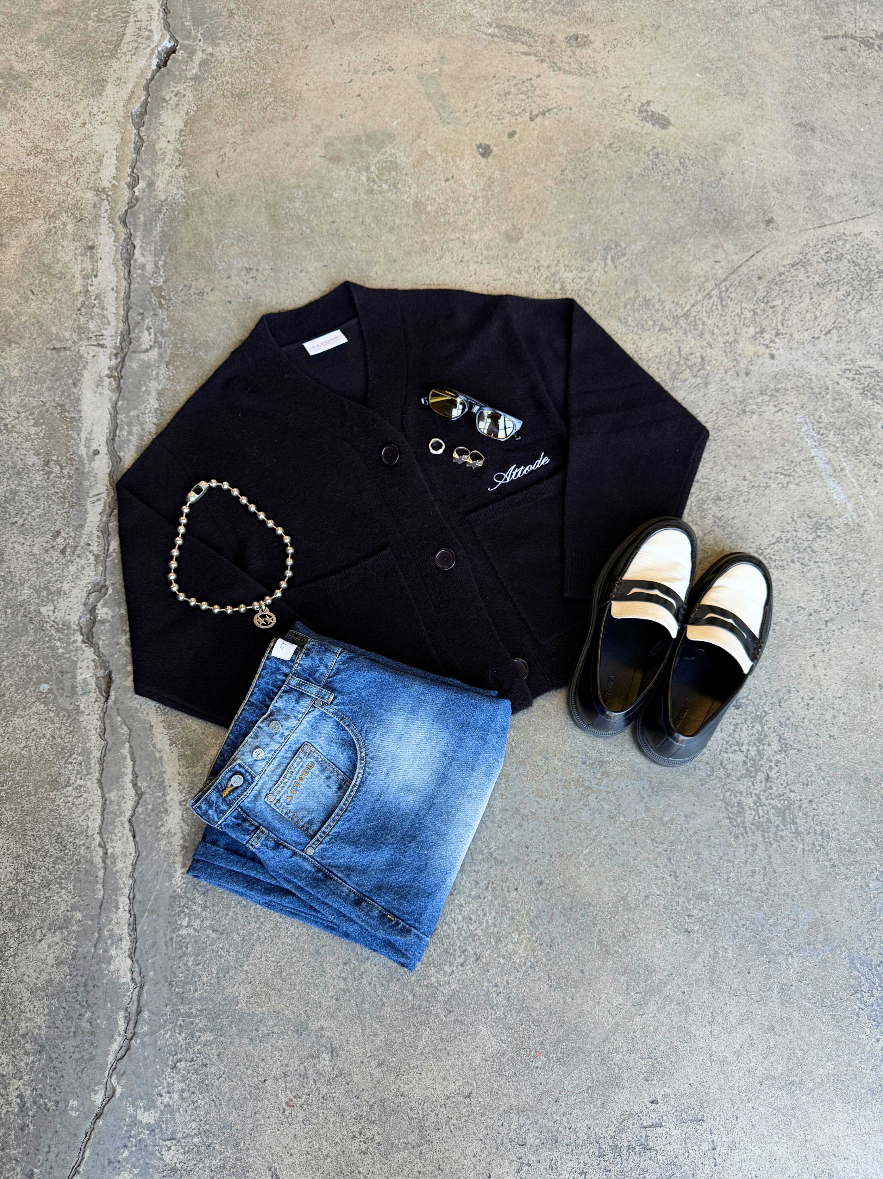 Knitted Cardigan Black - ATTODE