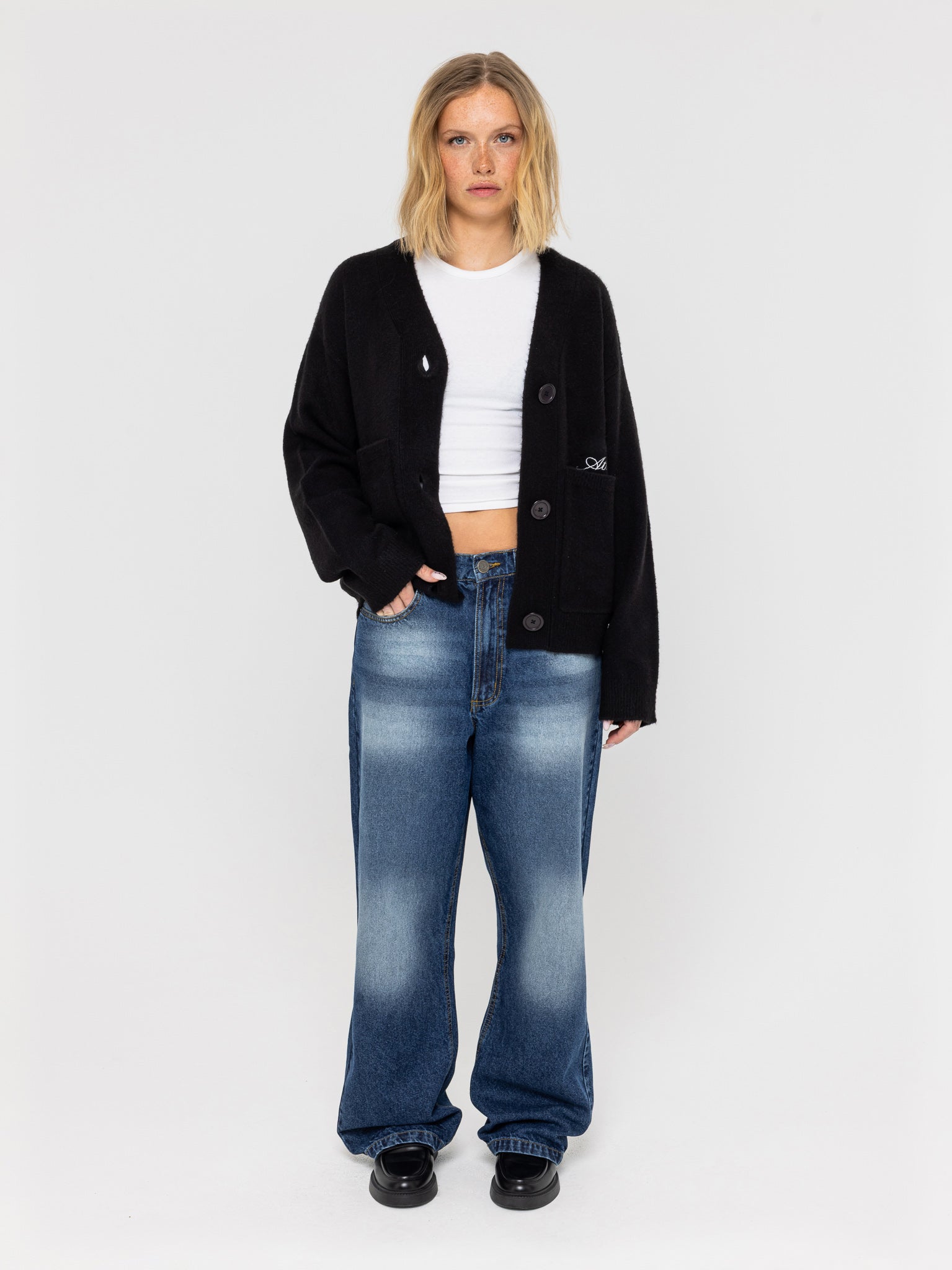 Knitted Cardigan Black - ATTODE