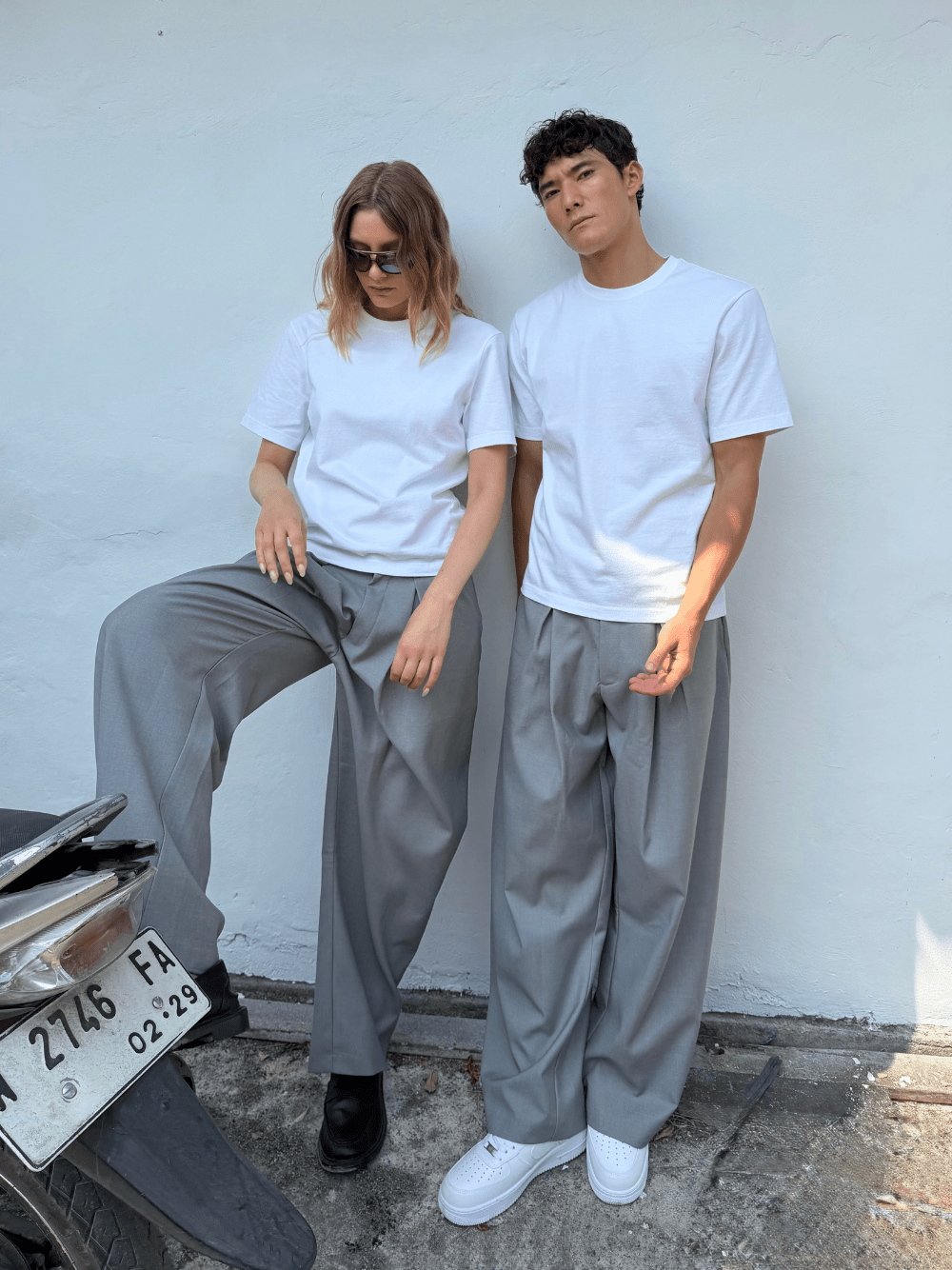 Korean Pleated Suit Pants Grey - ATTODE