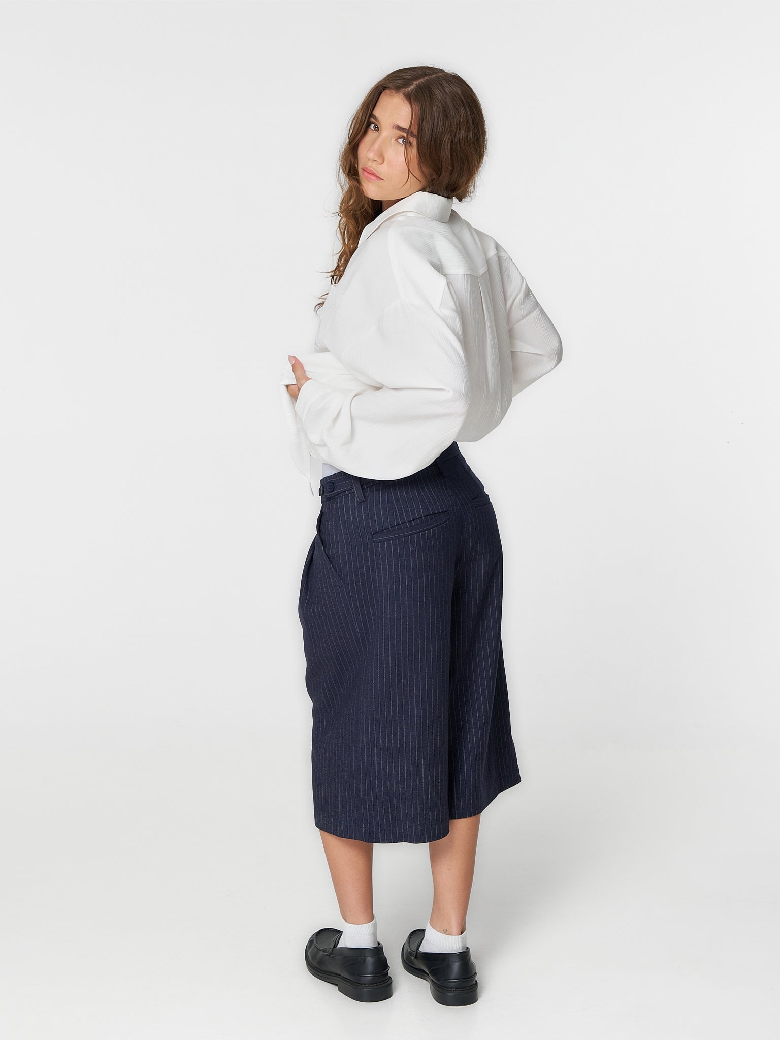 Pinstriped Suit Shorts Navy - ATTODE