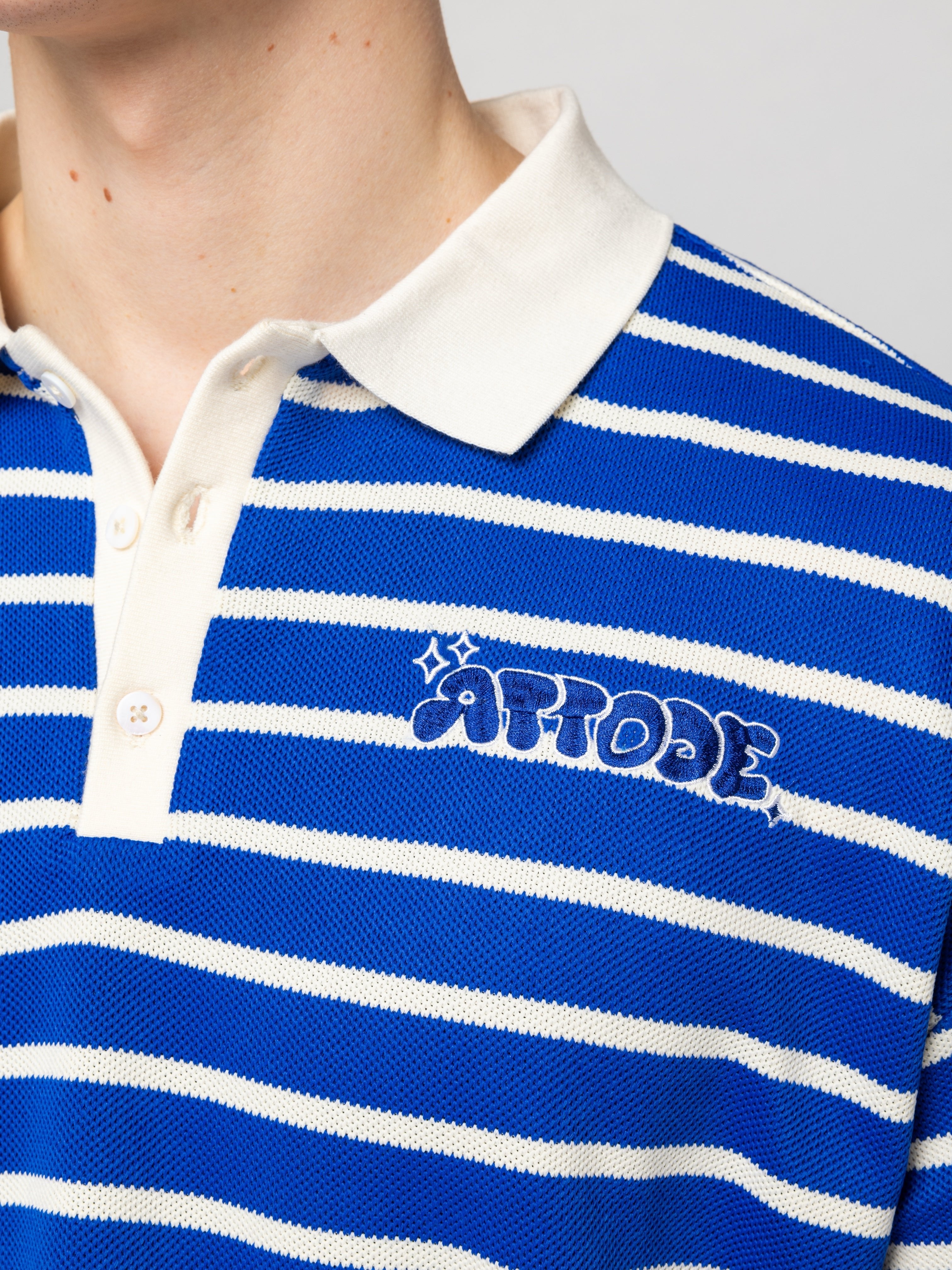 Striped LS Polo Shirt Blue/White - ATTODE