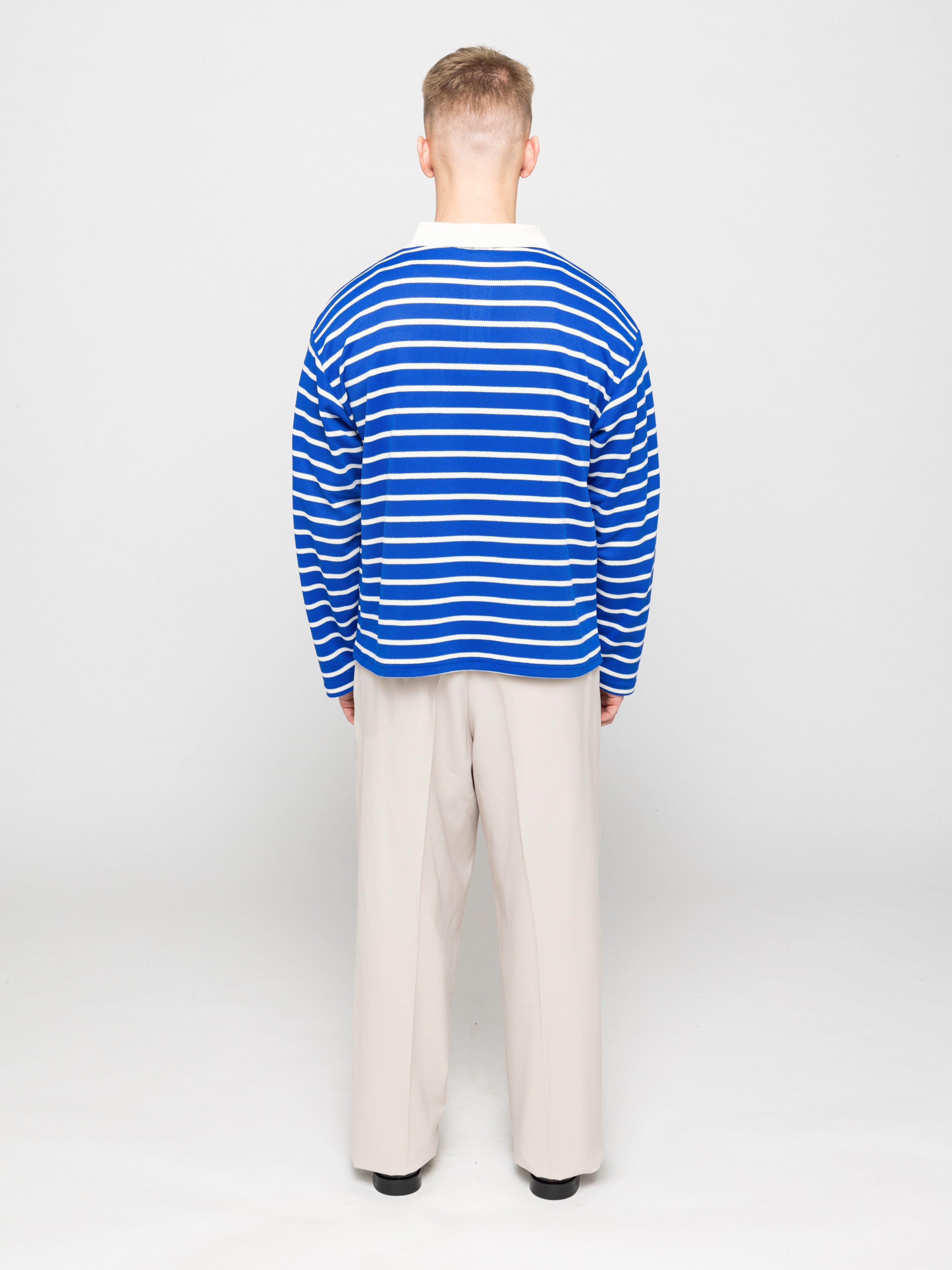 Striped LS Polo Shirt Blue/White - ATTODE