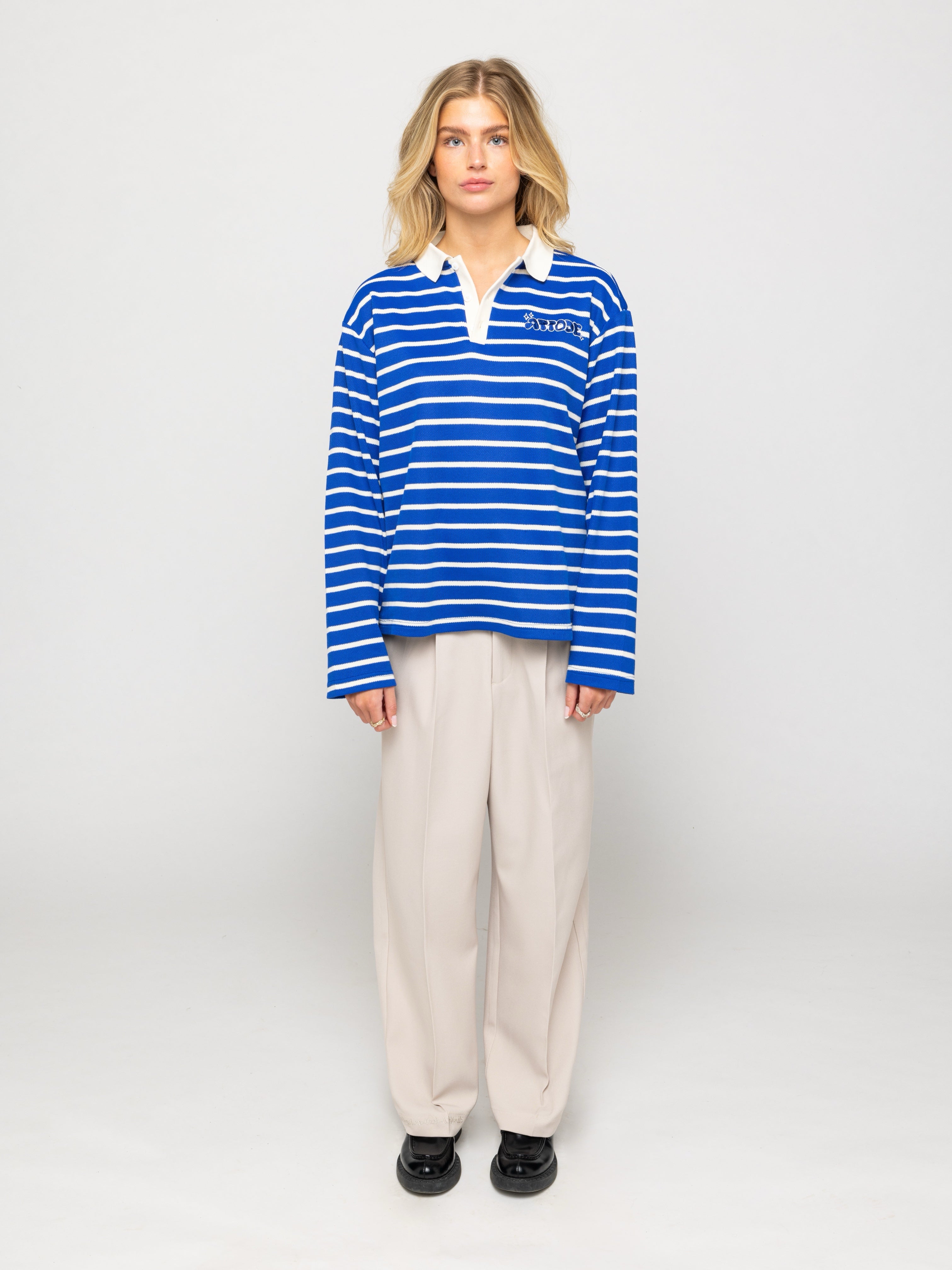 Striped LS Polo Shirt Blue/White - ATTODE