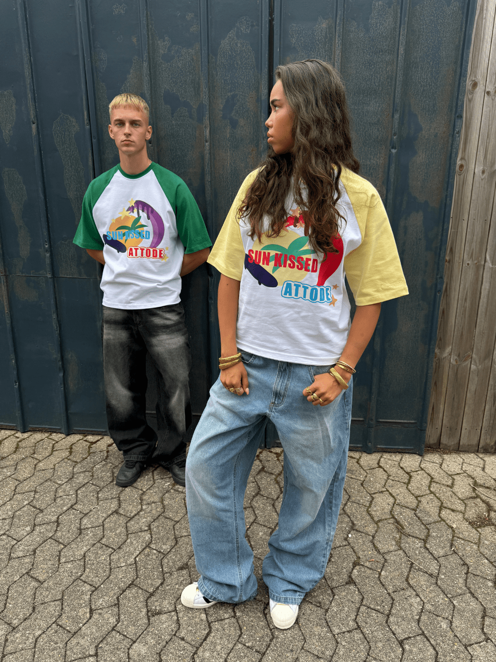Sun Kissed Raglan T-shirt White/Green - ATTODE