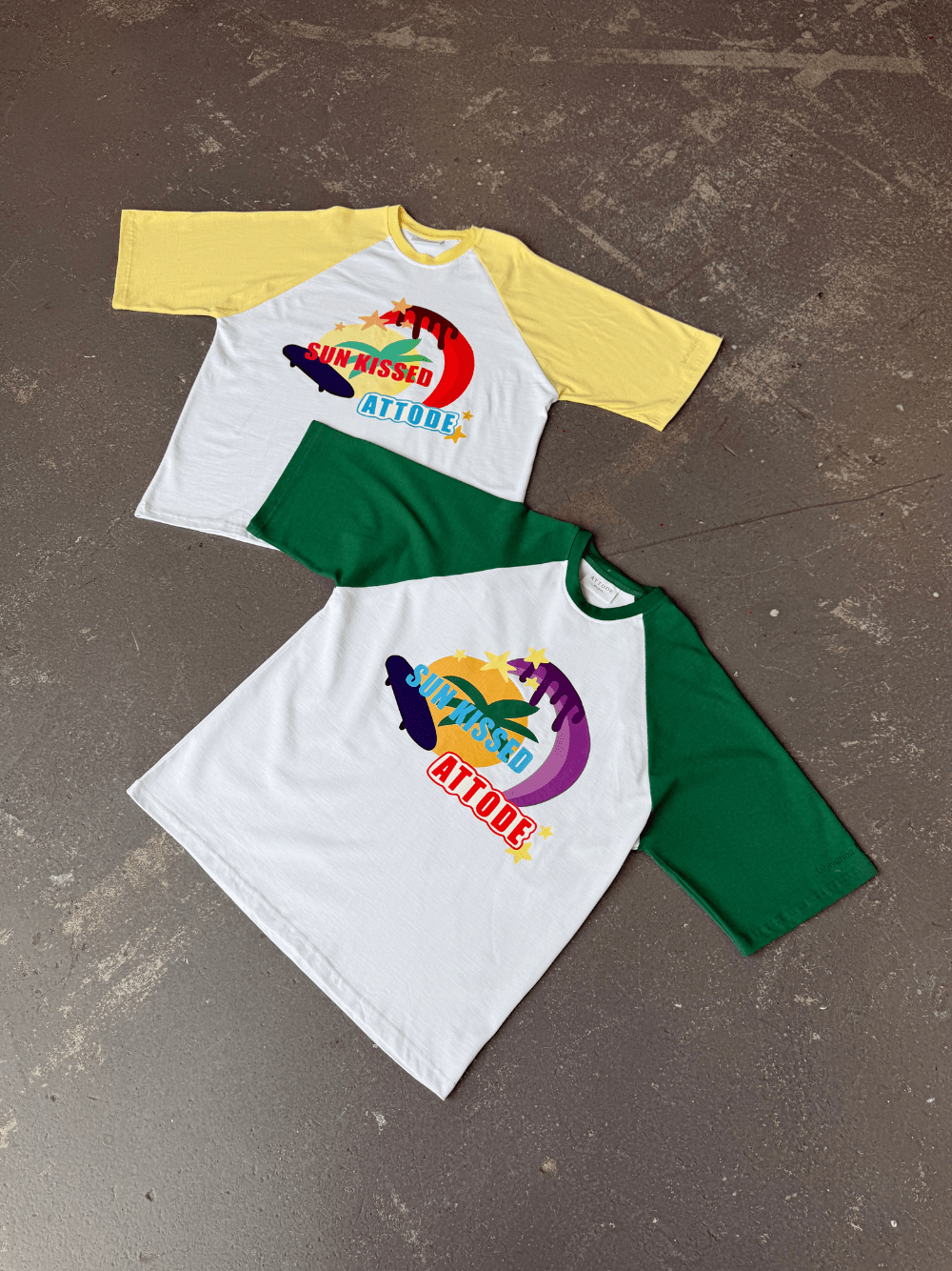 Sun Kissed Raglan T-shirt White/Yellow - ATTODE