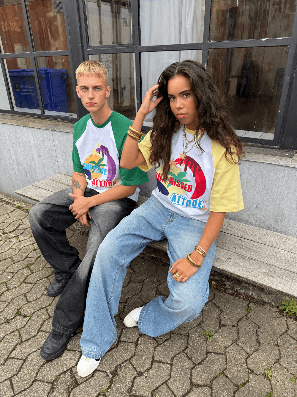 Sun Kissed Raglan T-shirt White/Yellow - ATTODE