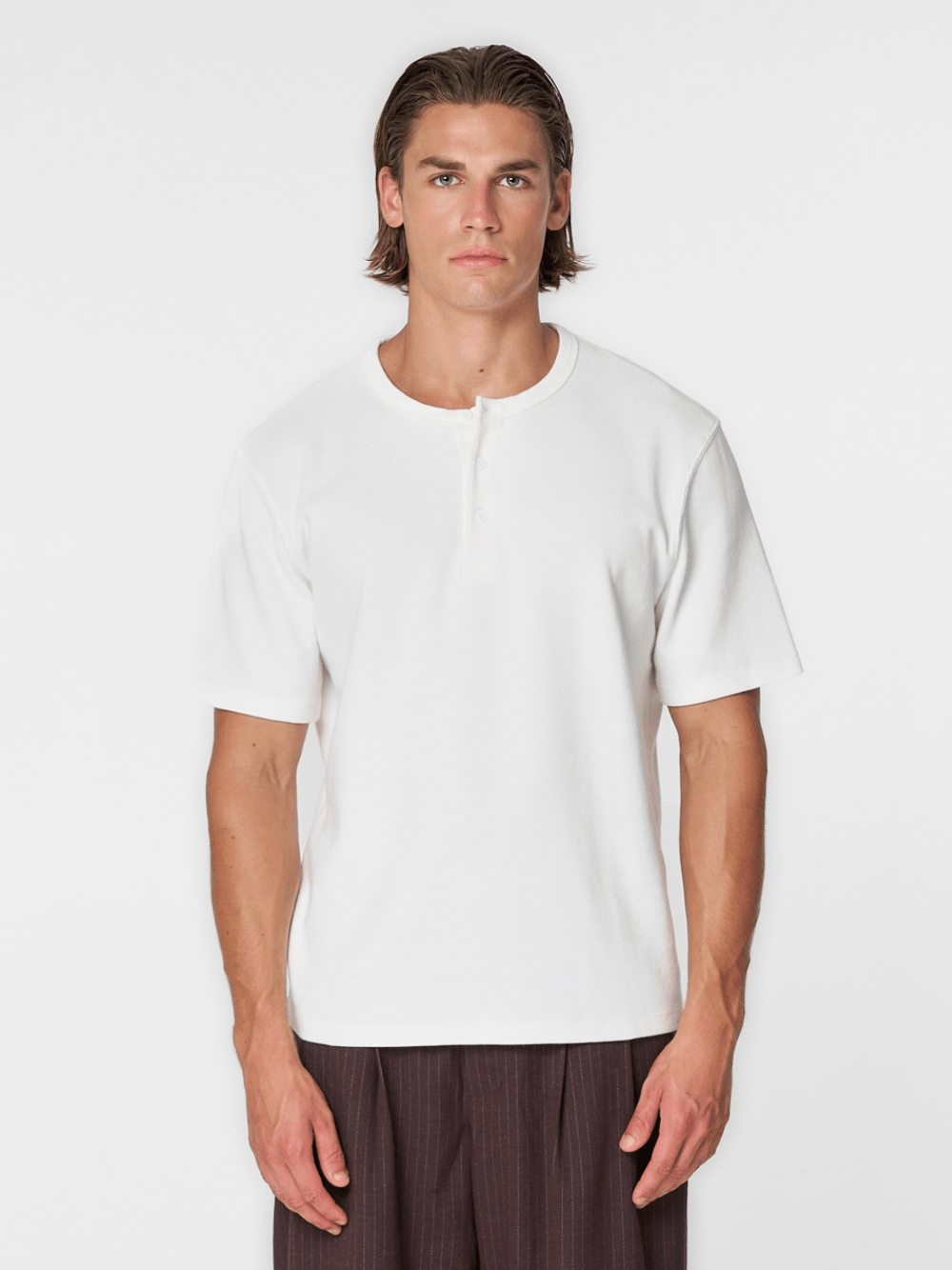Waffle Henley S/S White - ATTODE