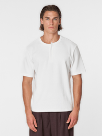 Waffle Henley S/S White