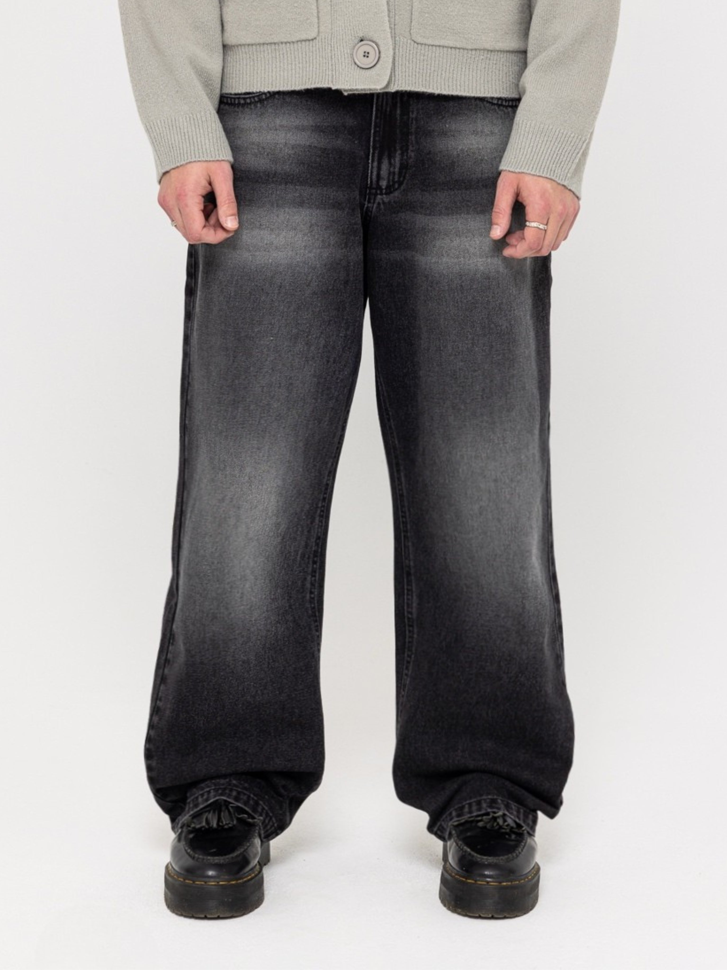 Wide Leg Denim Jeans Black - ATTODE
