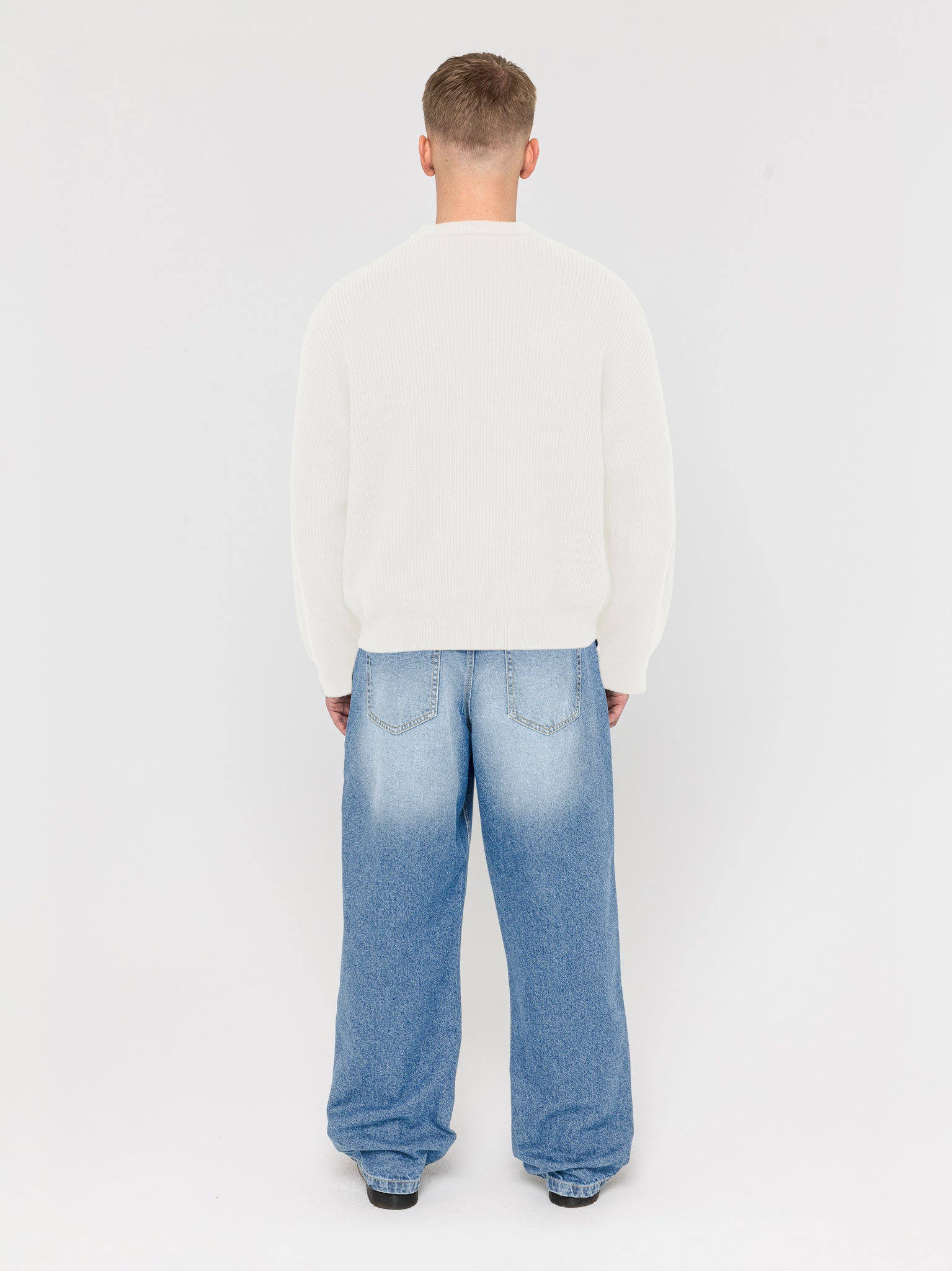 Wide Leg Denim Jeans Light Blue - ATTODE