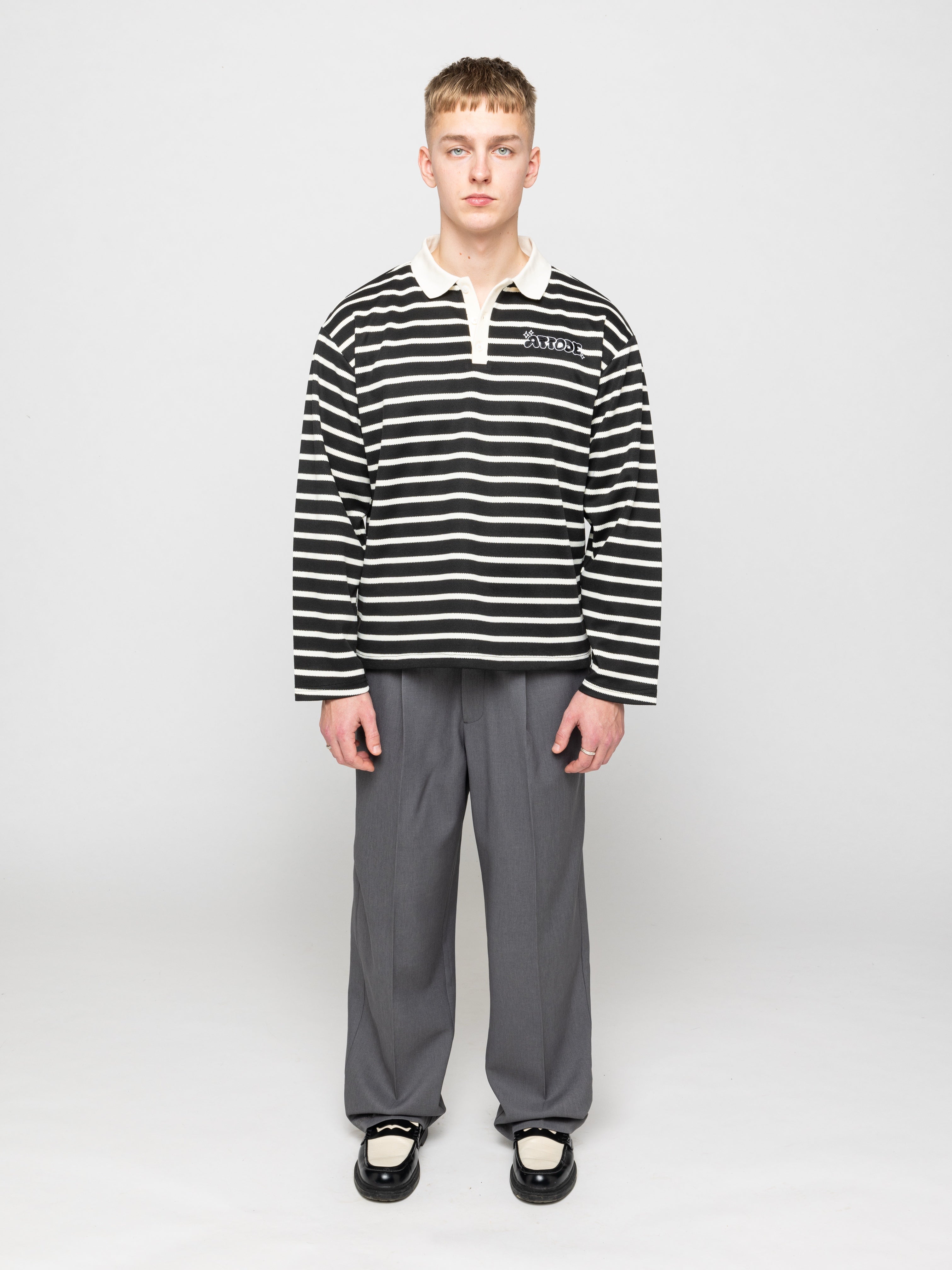 Wide Leg Pleated Suit Pants Grey - ATTODE