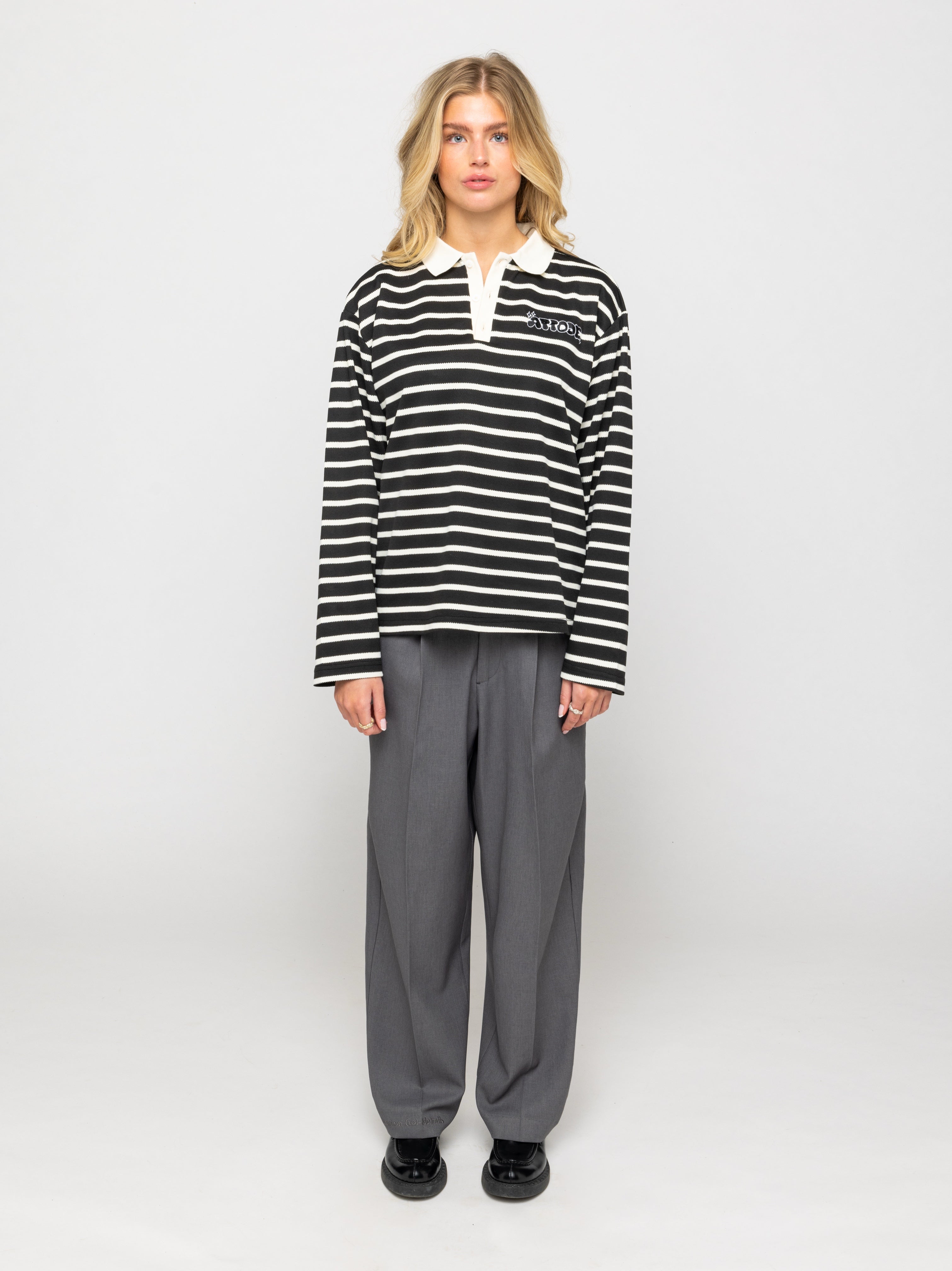 Wide Leg Pleated Suit Pants Grey - ATTODE