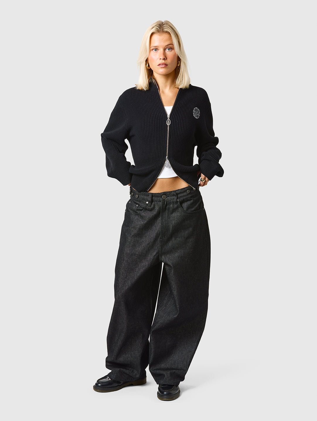 Wide Leg Raw Denim Jeans Black - ATTODE