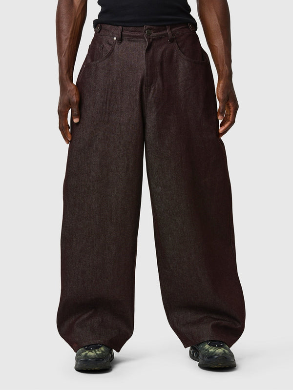 Wide Leg Raw Denim Jeans Mahogany Brown - ATTODE