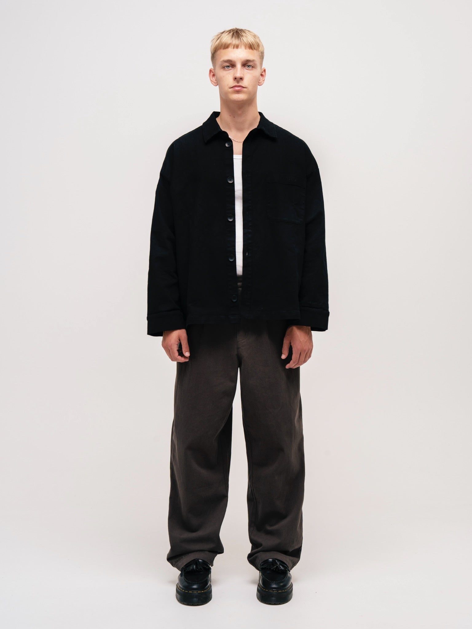 WIDE LEG TROUSERS DARK GREY - ATTODE
