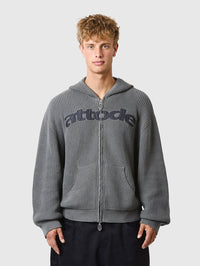 Zip Knit Hoodie Dark Grey