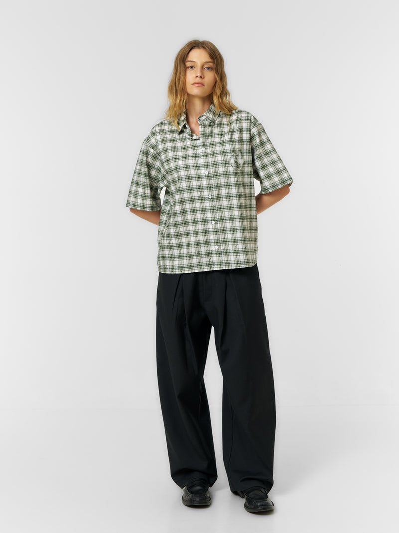Cloud Check Shirt Green/White