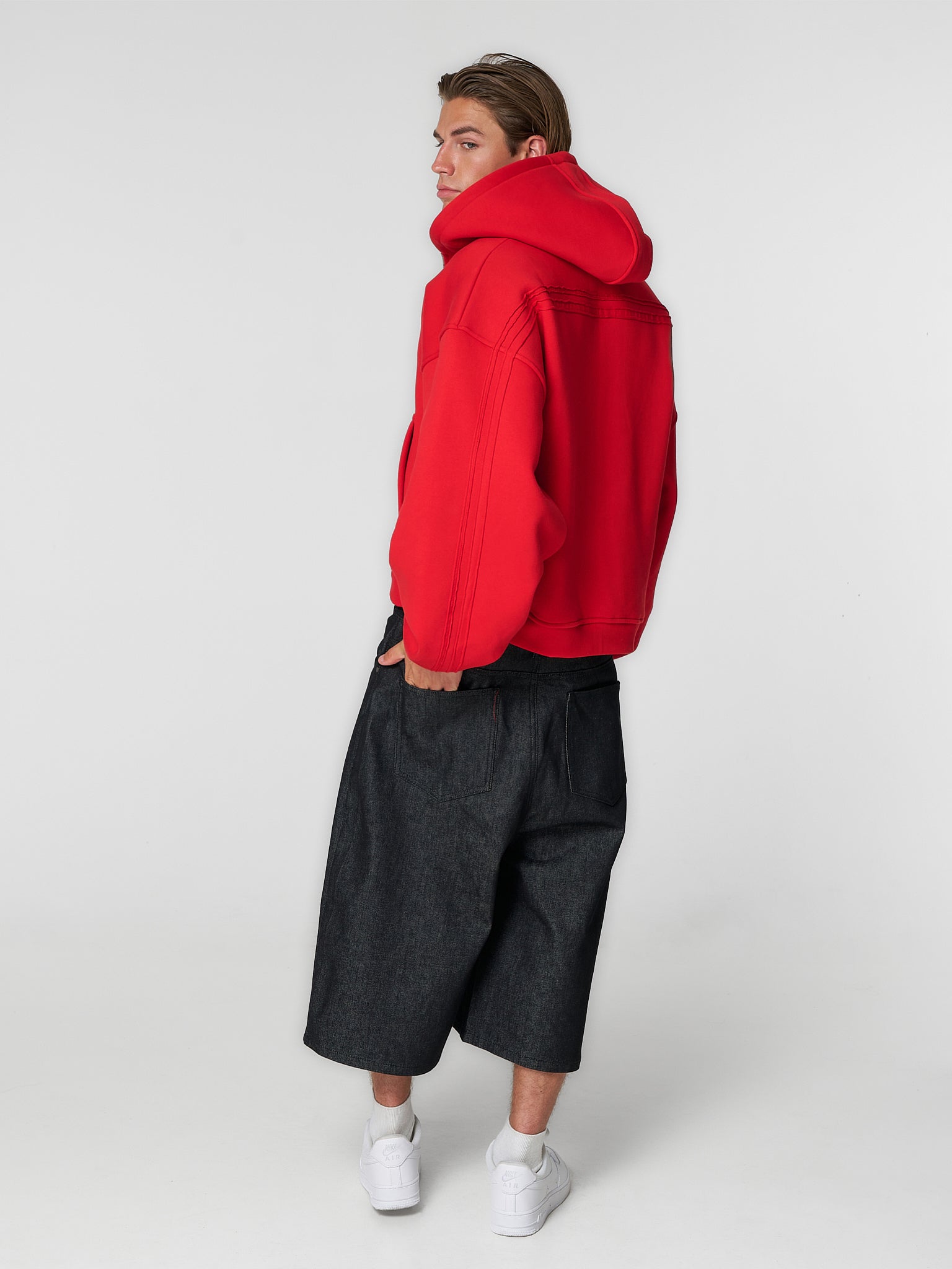 Rail Zip Hoodie Red
