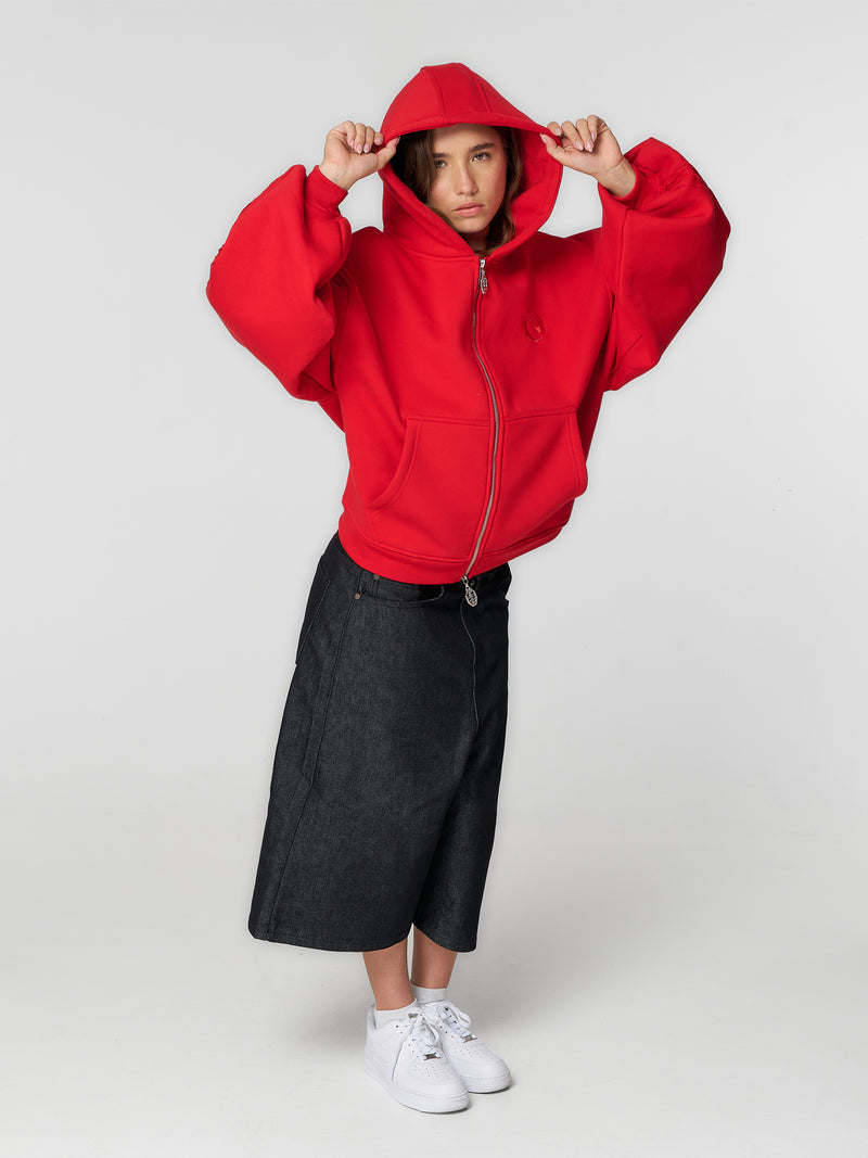 Rail Zip Hoodie Red