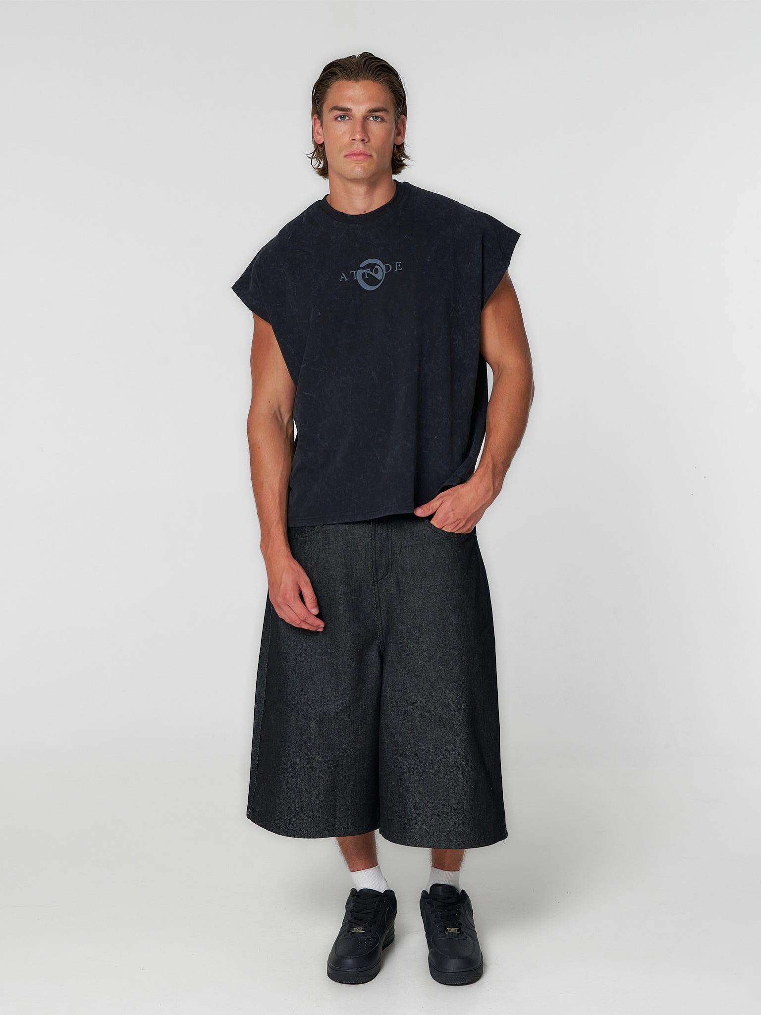 Raw Denim Shorts Charcoal
