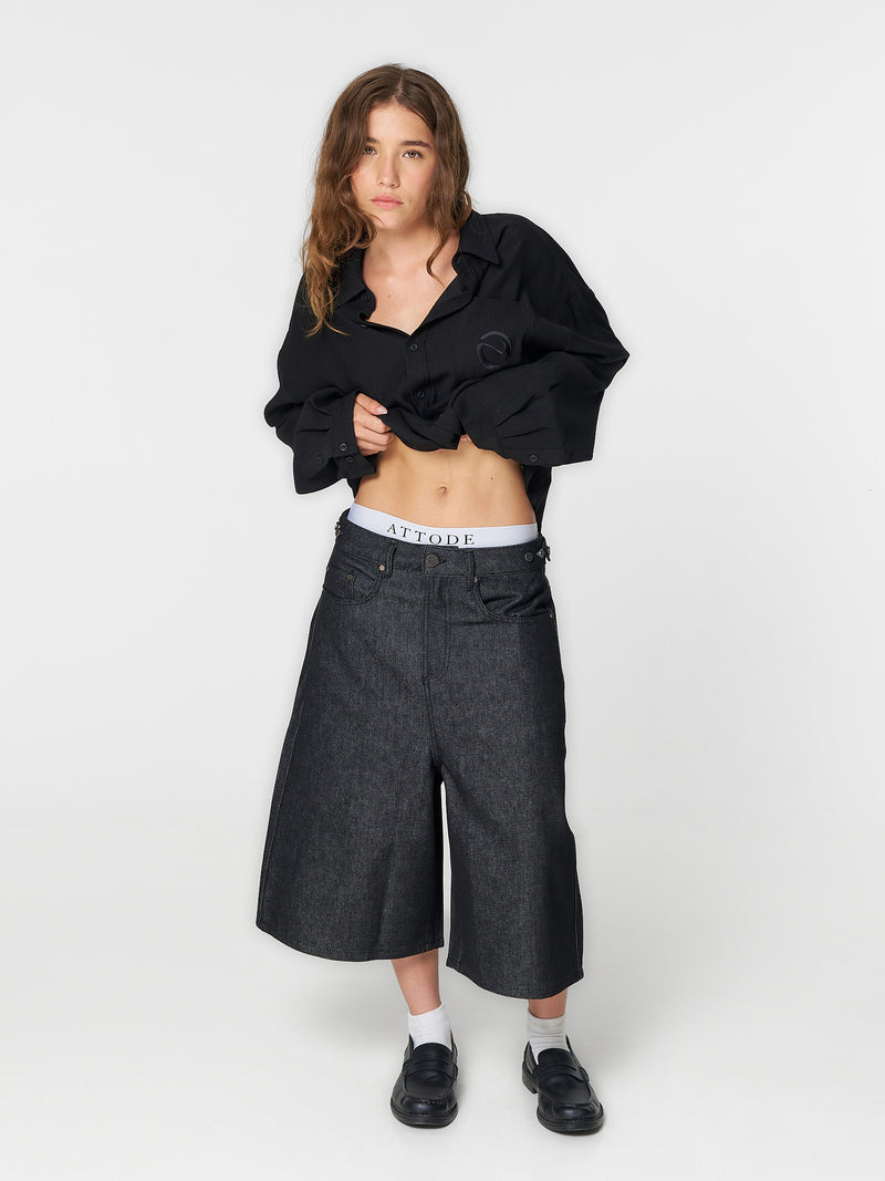 Raw Denim Shorts Charcoal