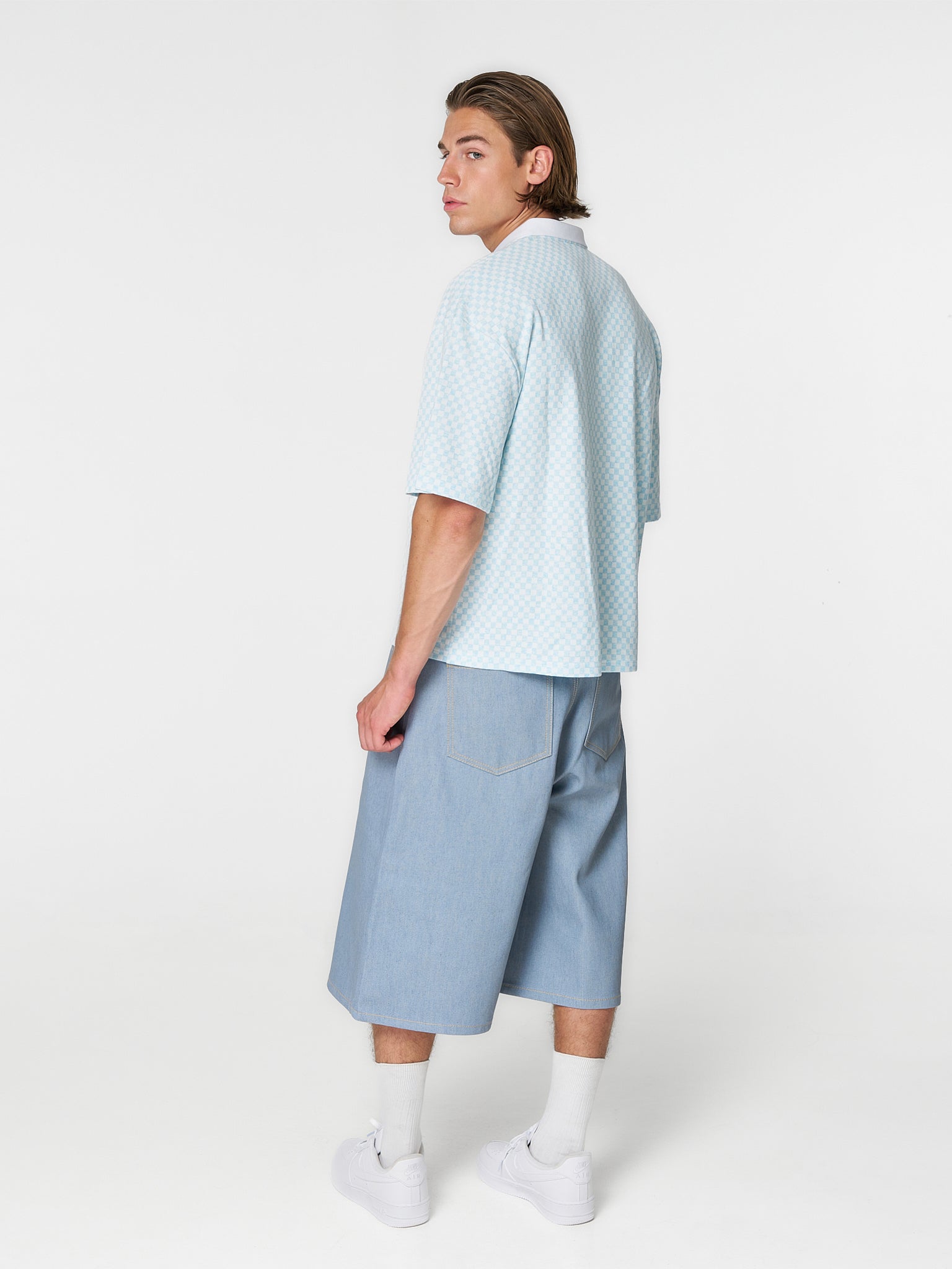 Checkered Polo Blue/White