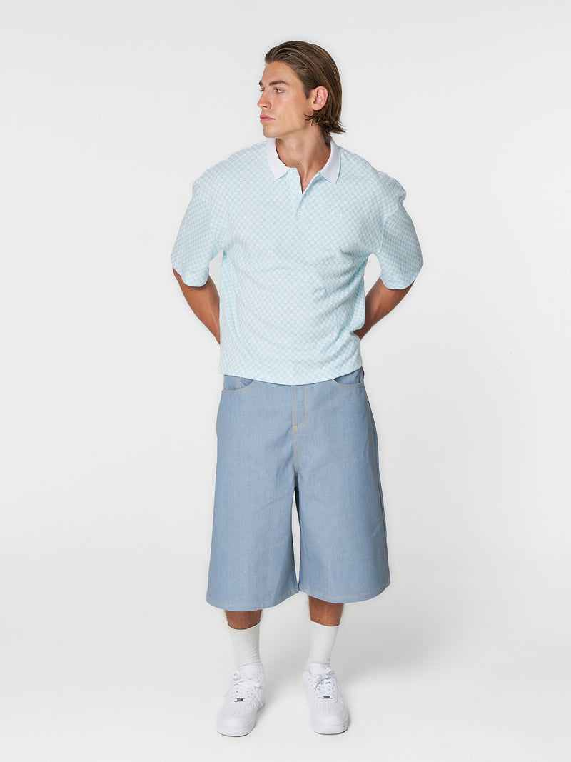 Checkered Polo Blue/White