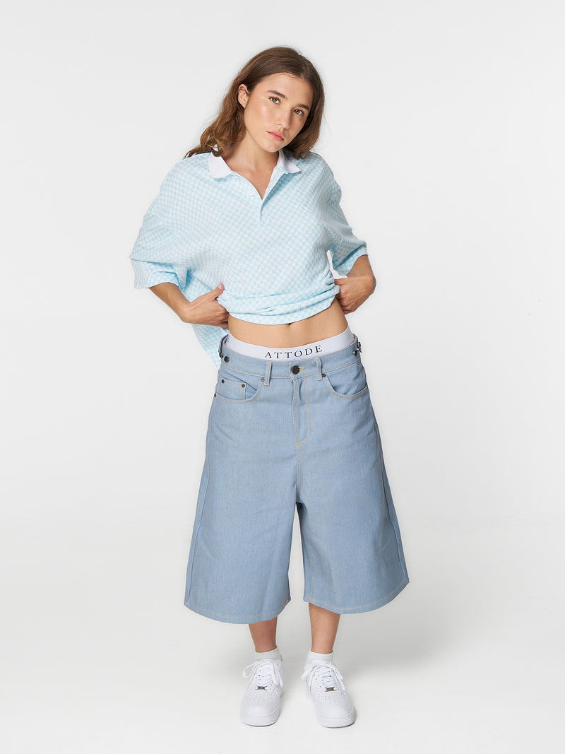 Raw Denim Shorts Light Blue