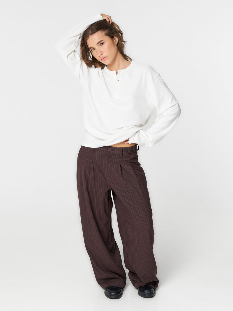 Pinstriped Suit Pants Brown