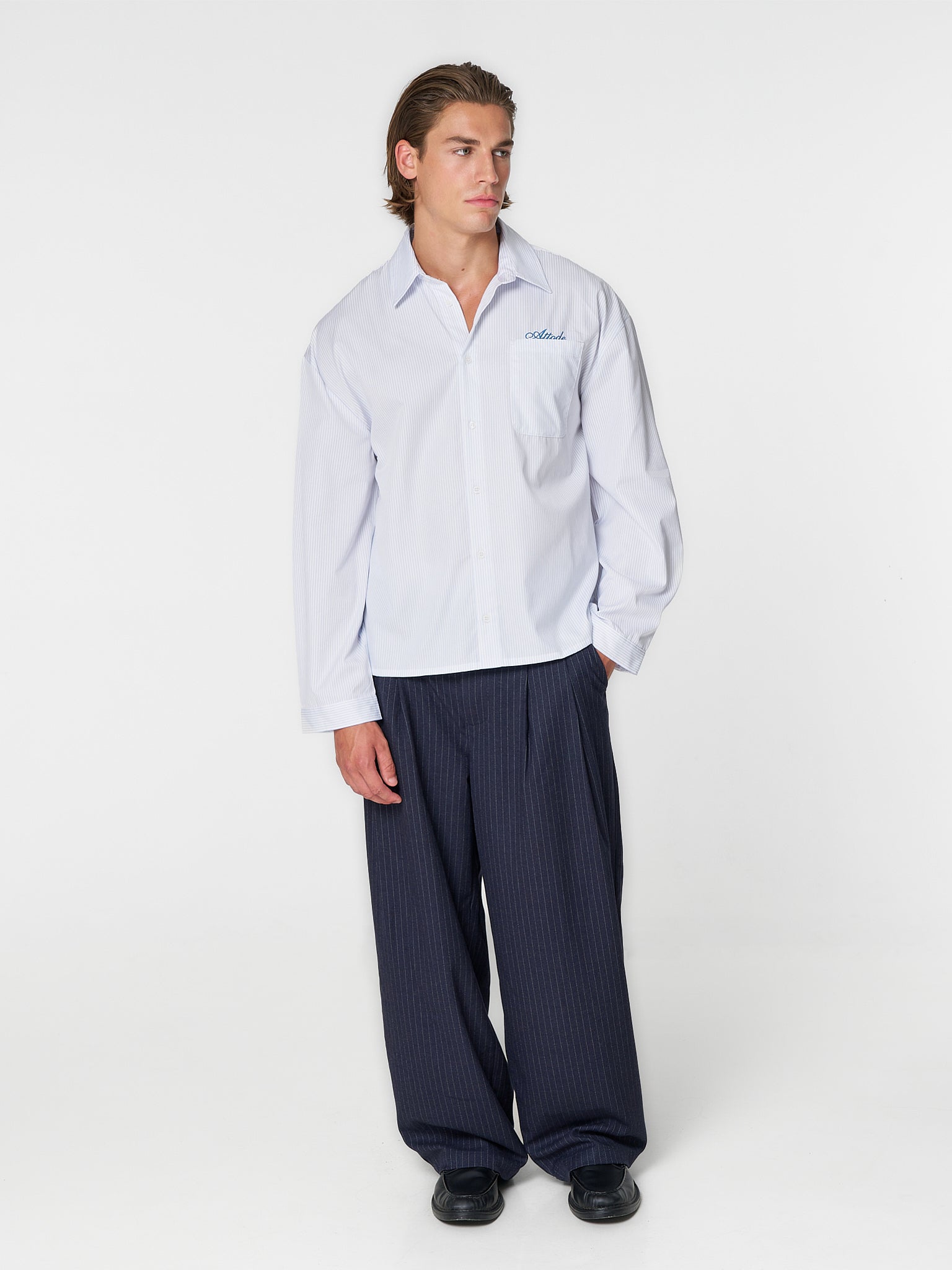 Pinstriped Suit Pants Navy
