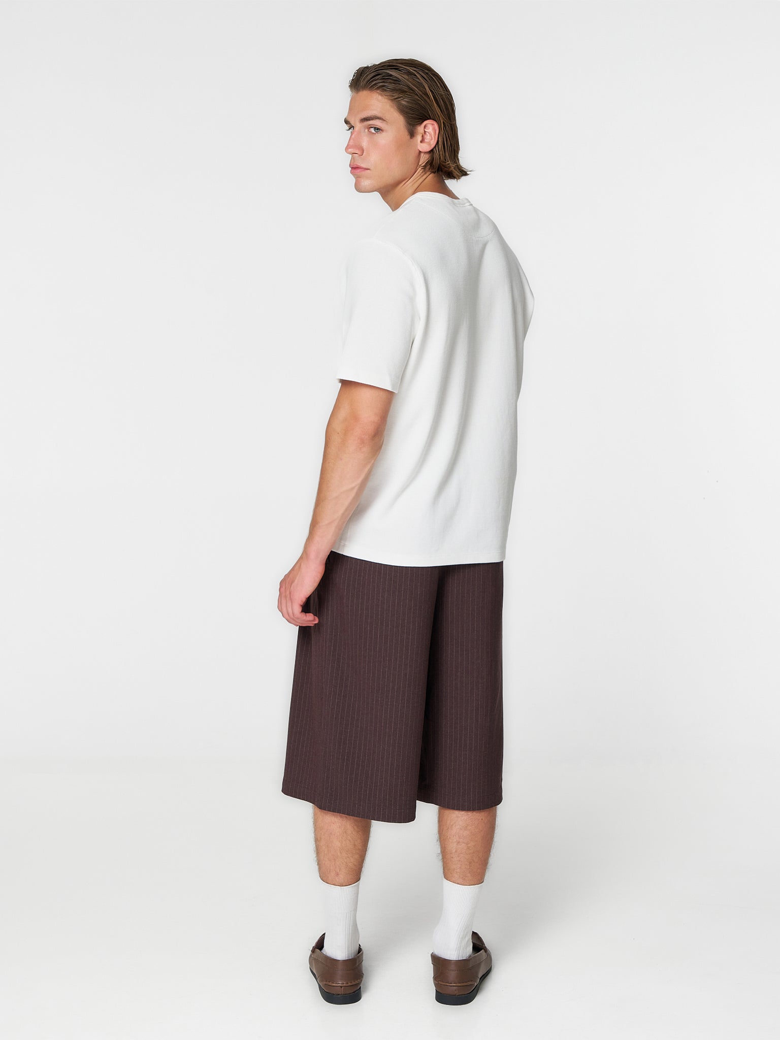 Pinstriped Suit Shorts Brown